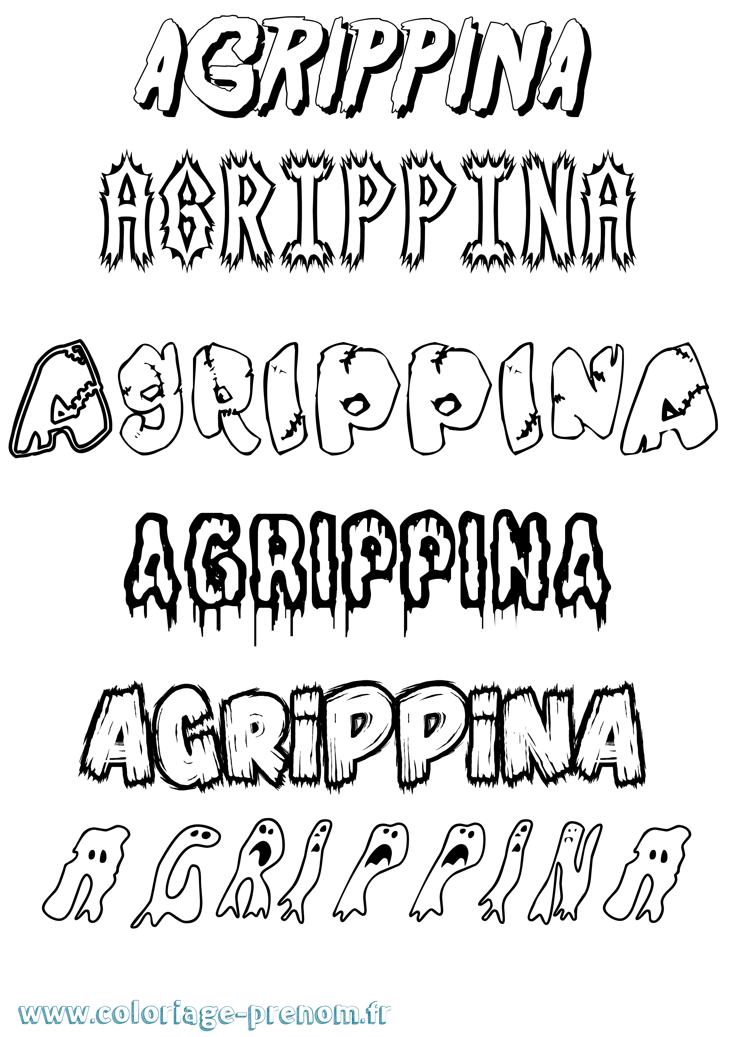 Coloriage prénom Agrippina Frisson