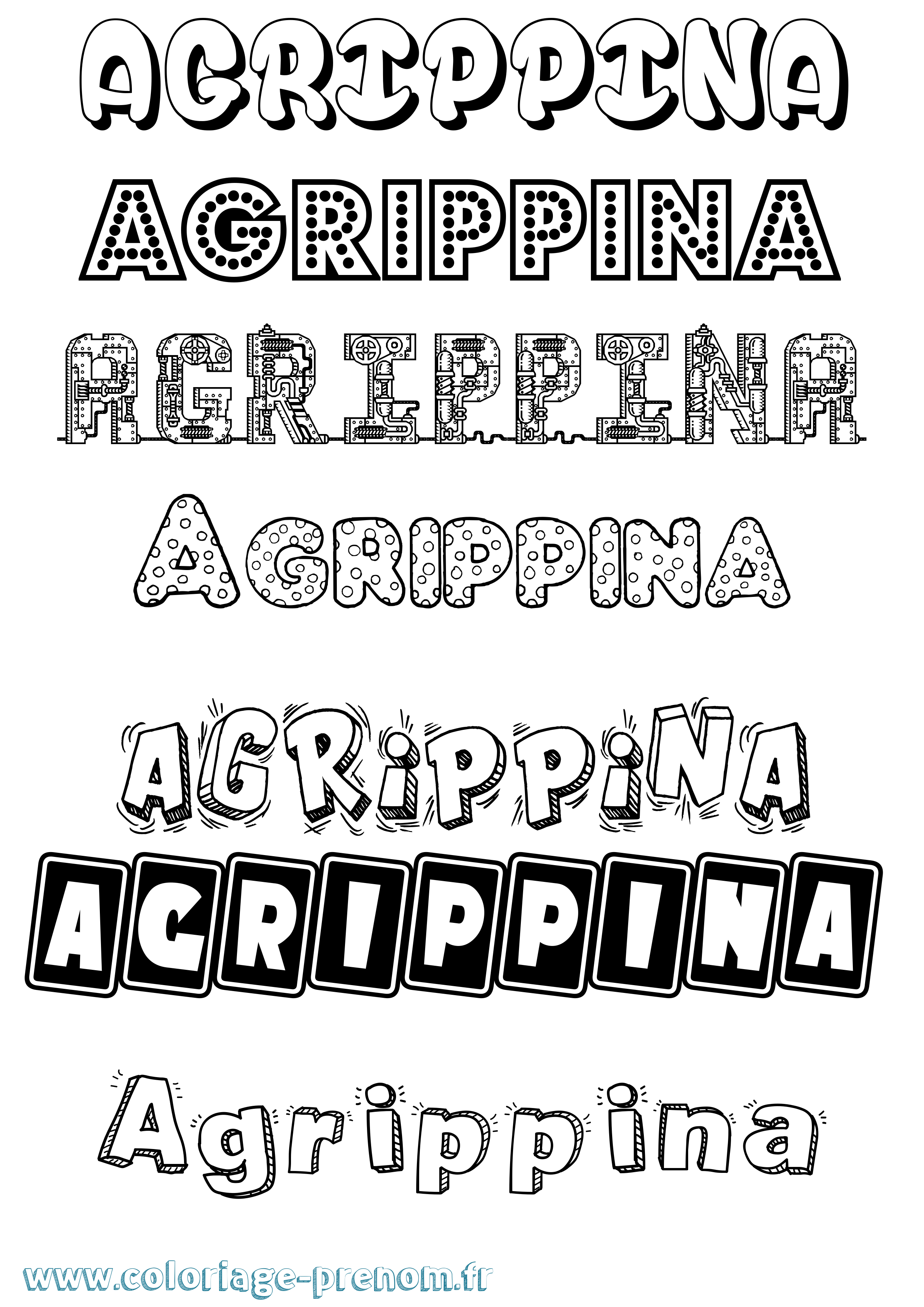 Coloriage prénom Agrippina Fun