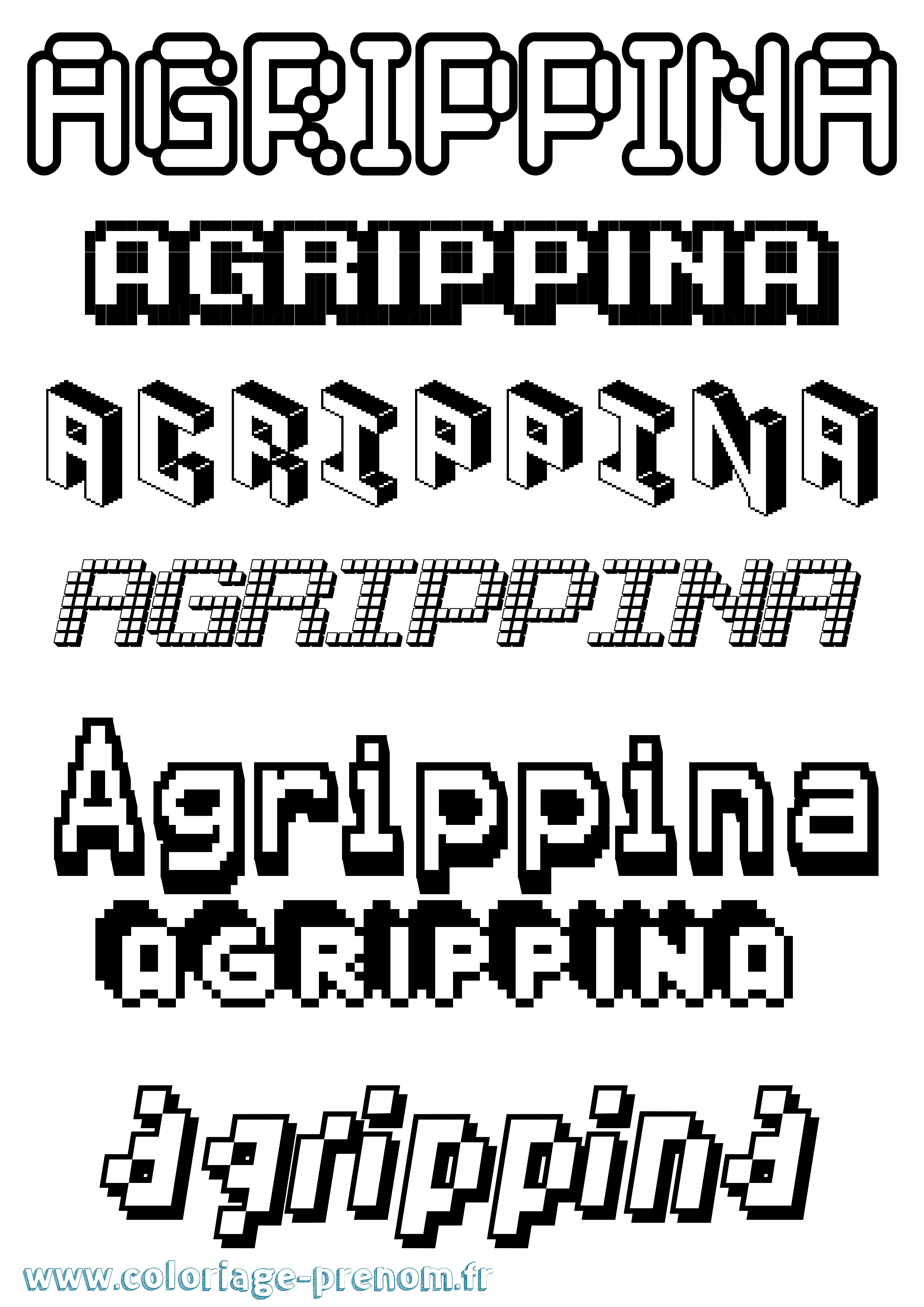 Coloriage prénom Agrippina Pixel