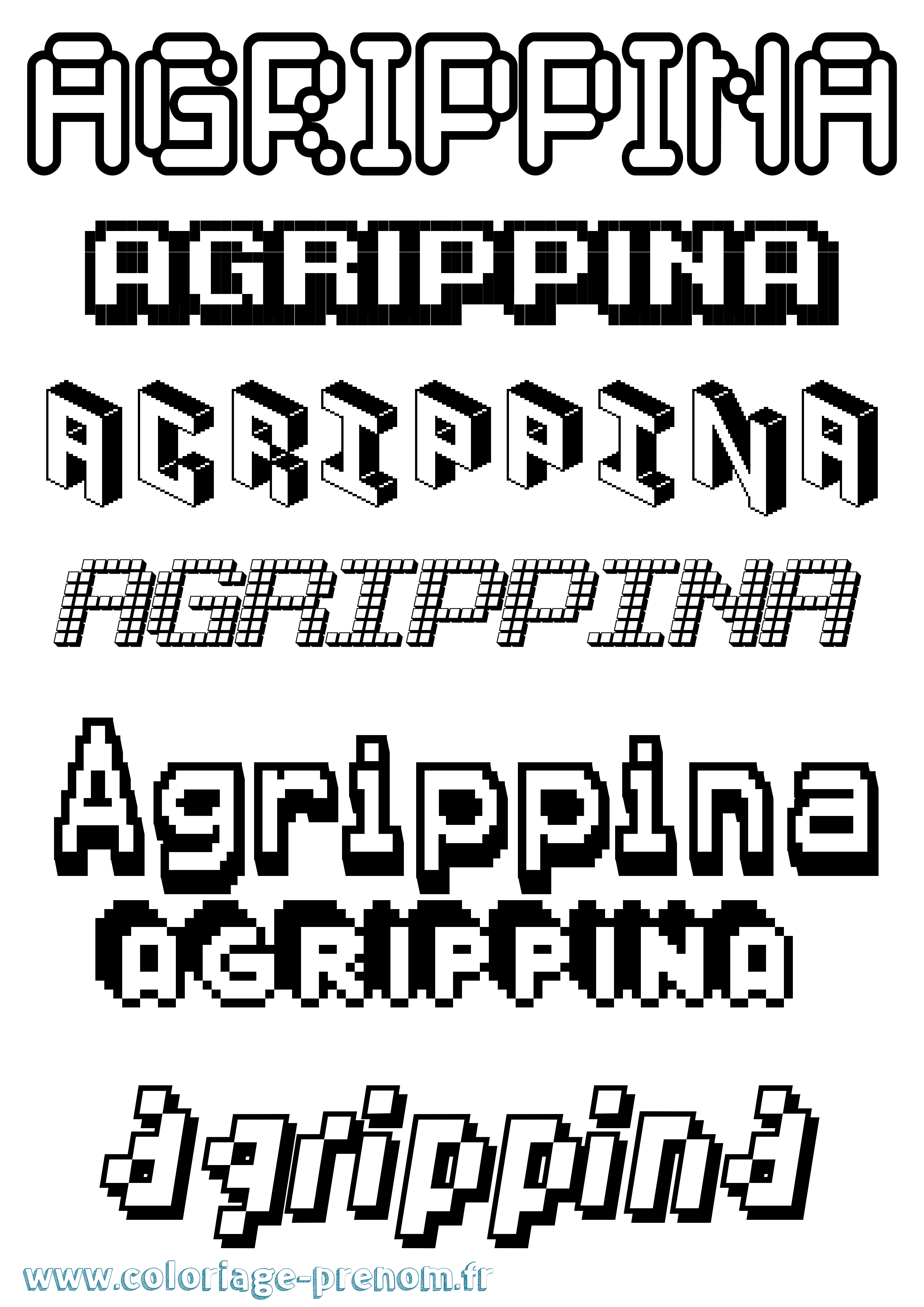 Coloriage Agrippina Pixel Coloriage prénom Agrippina Pixel