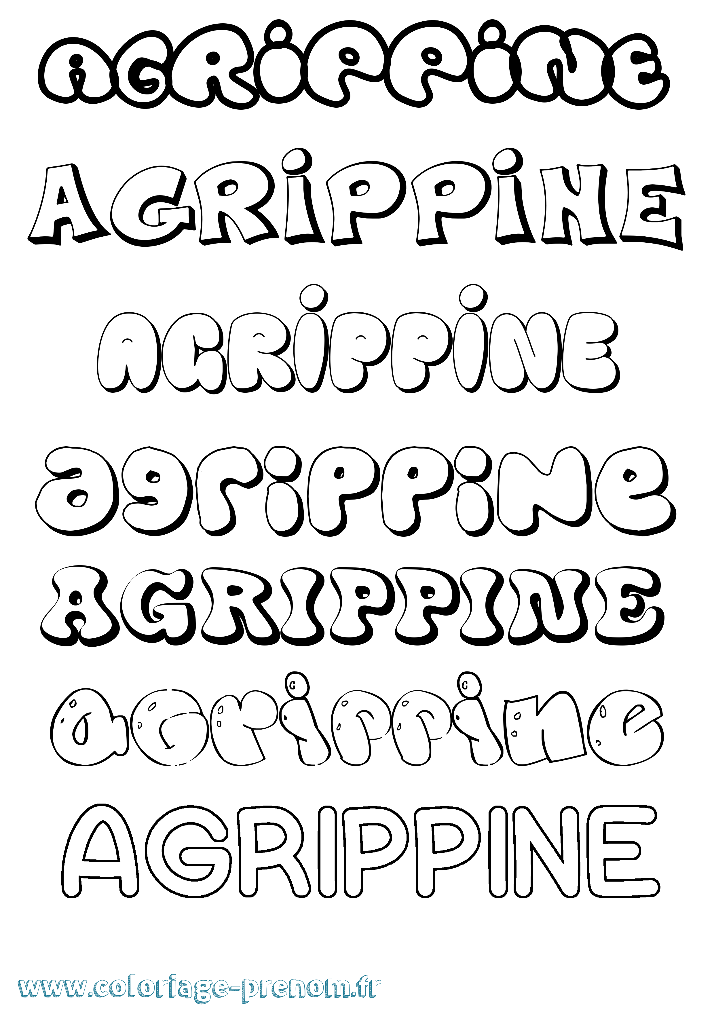 Coloriage Agrippine Bubble Coloriage prénom Agrippine Bubble
