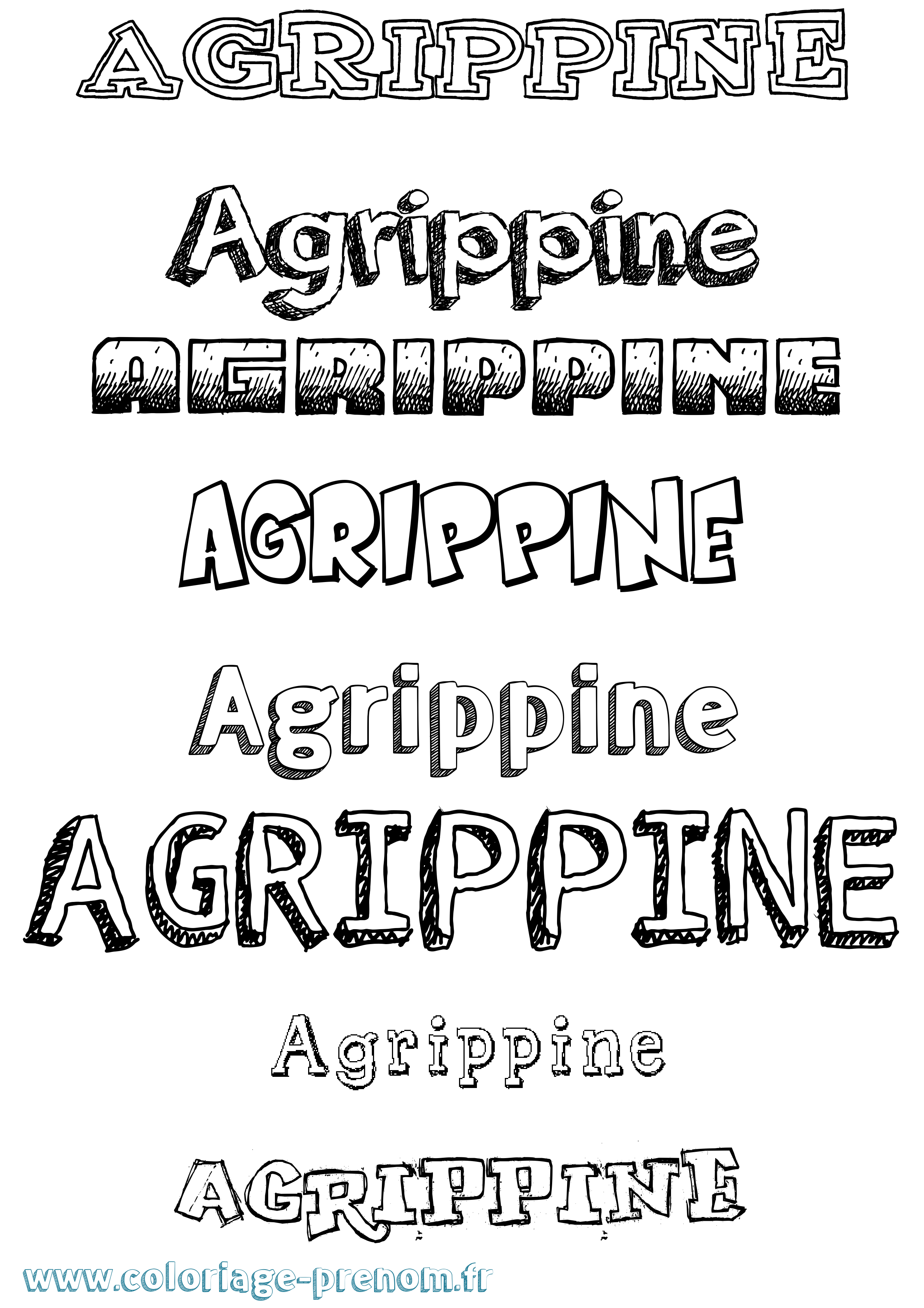 Coloriage Agrippine Dessiné Coloriage prénom Agrippine Dessiné