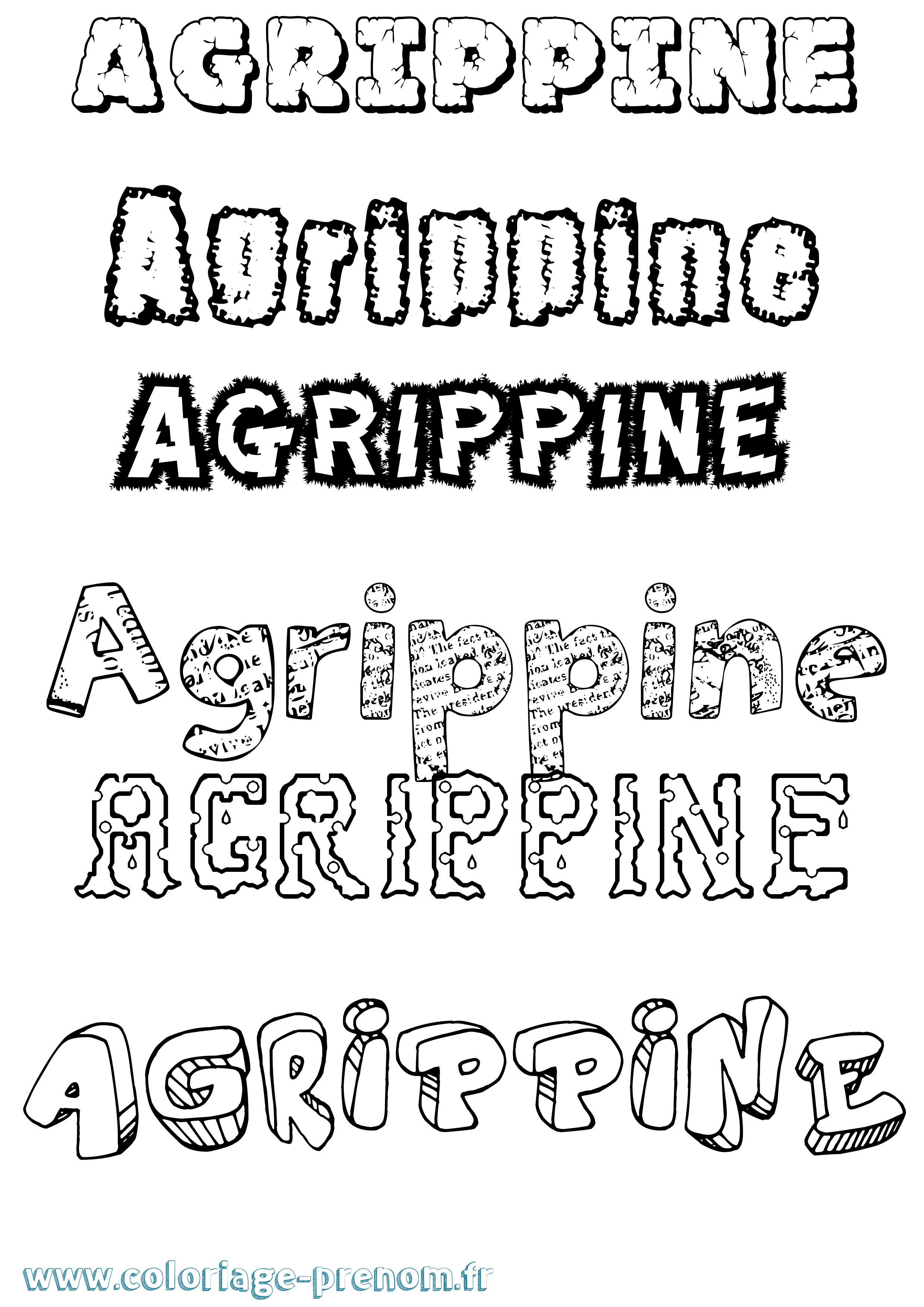 Coloriage Agrippine Destructuré Coloriage prénom Agrippine Destructuré