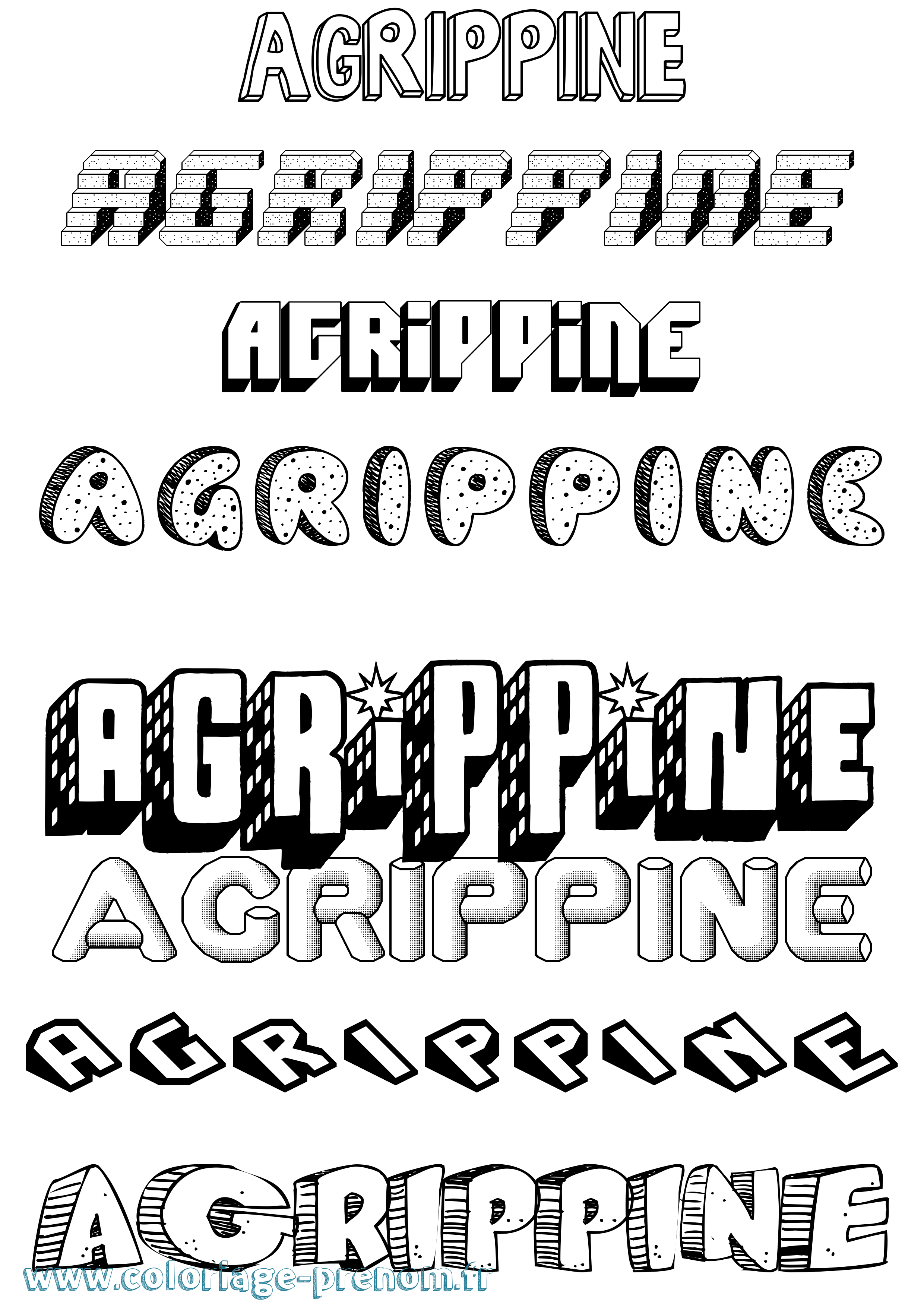 Coloriage Agrippine Effet 3D Coloriage prénom Agrippine Effet 3D