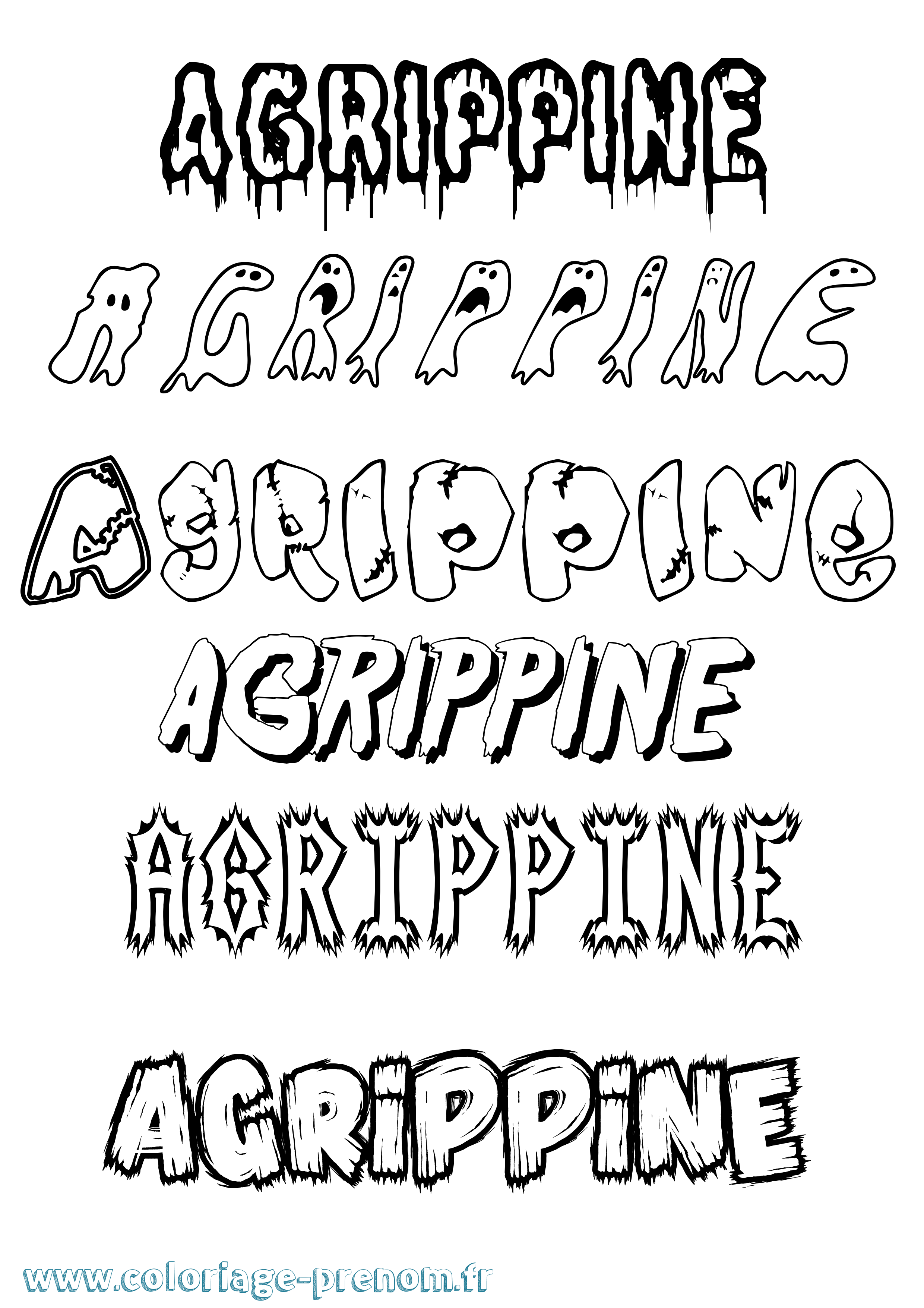Coloriage Agrippine Frisson Coloriage prénom Agrippine Frisson