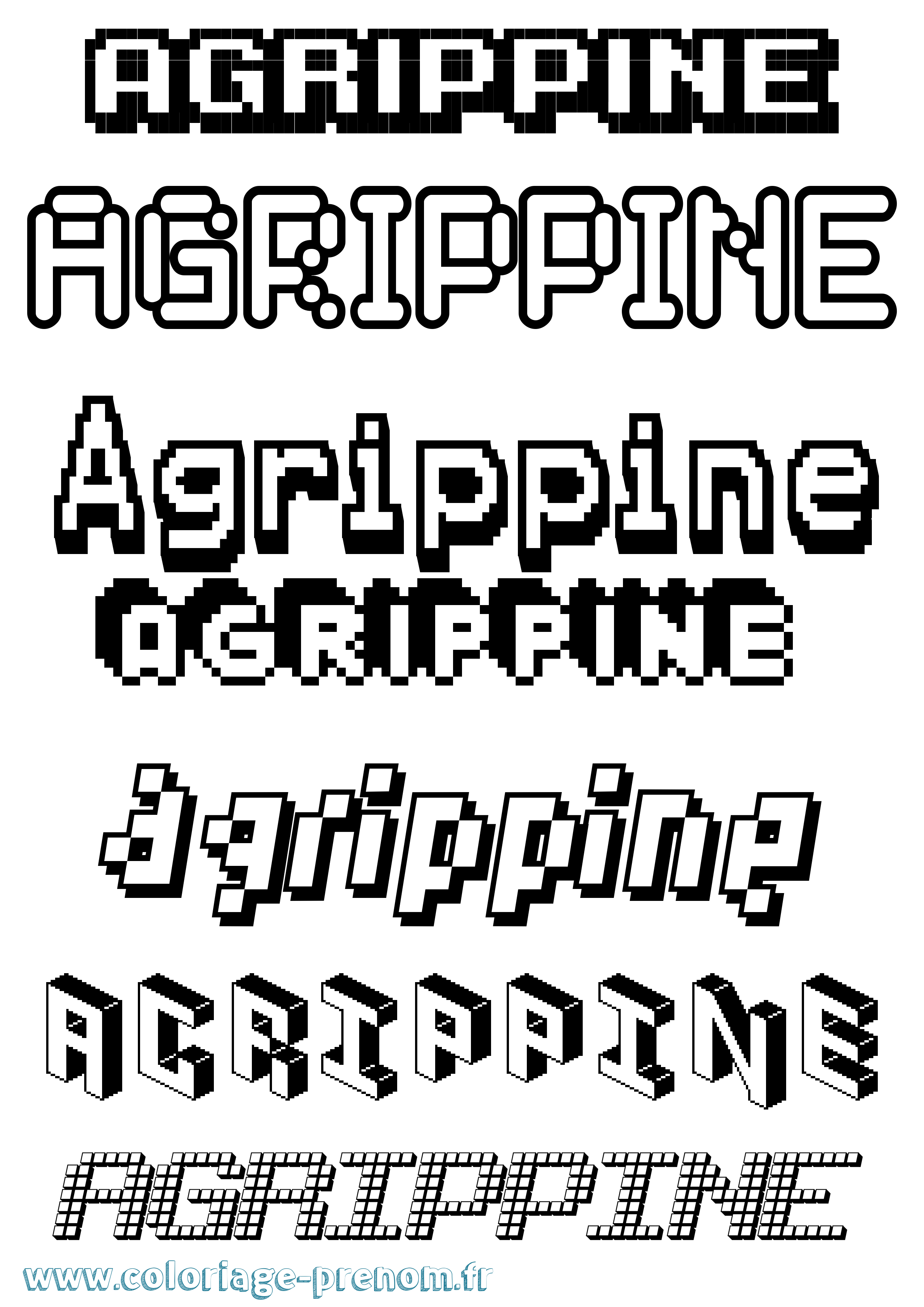Coloriage Agrippine Pixel Coloriage prénom Agrippine Pixel