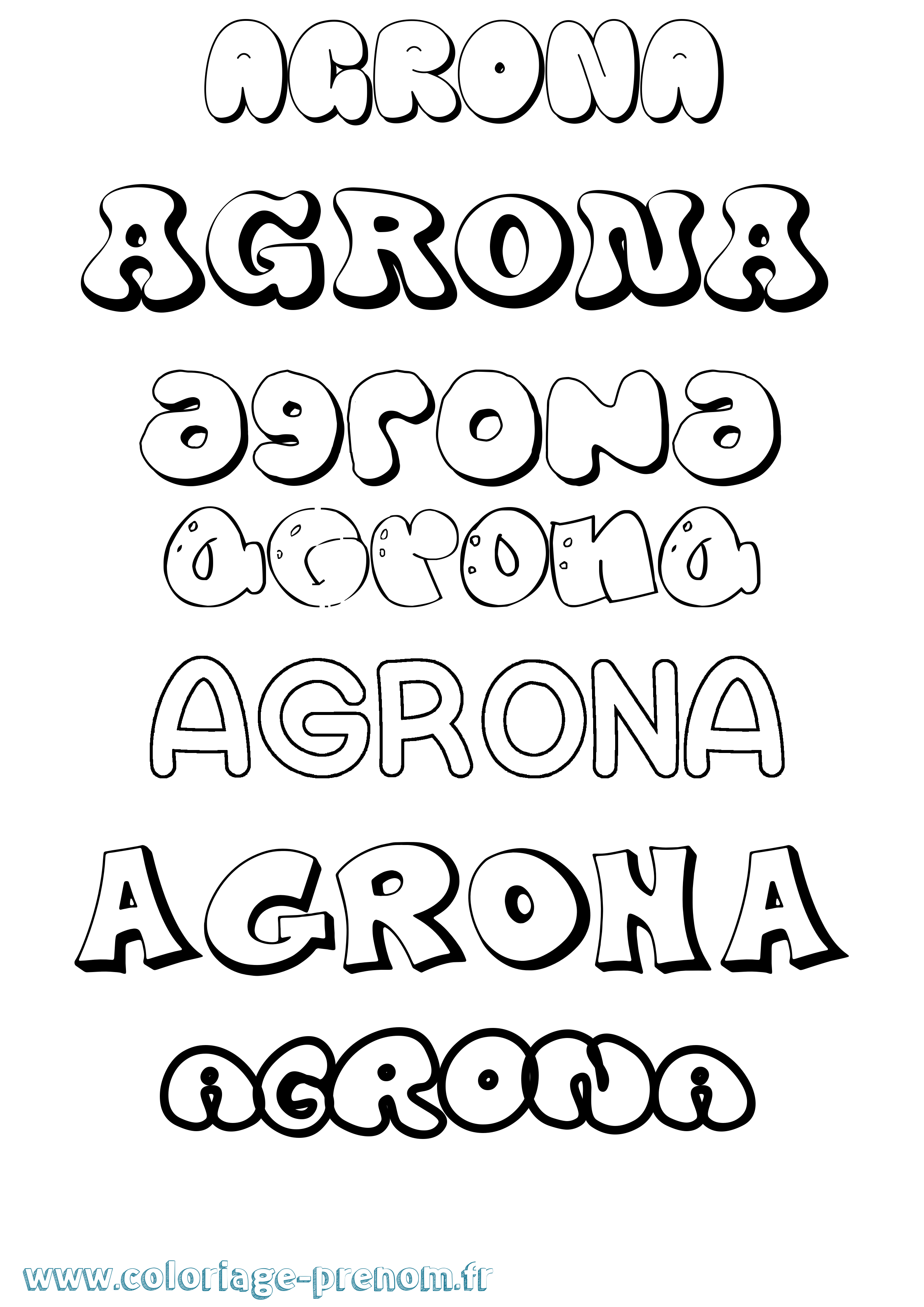 Coloriage Agrona Bubble Coloriage prénom Agrona Bubble