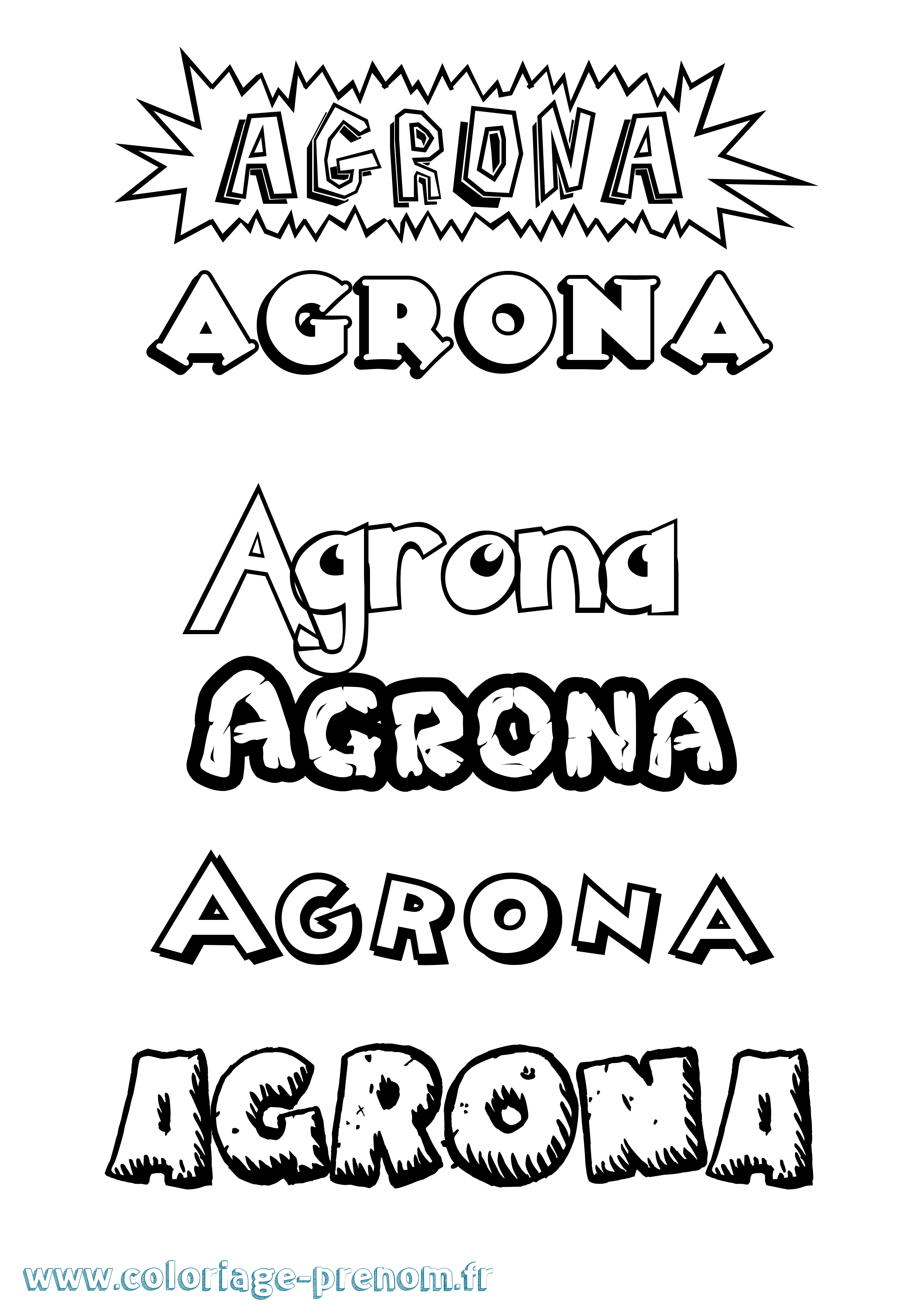 Coloriage Agrona Dessin Animé Coloriage prénom Agrona Dessin Animé