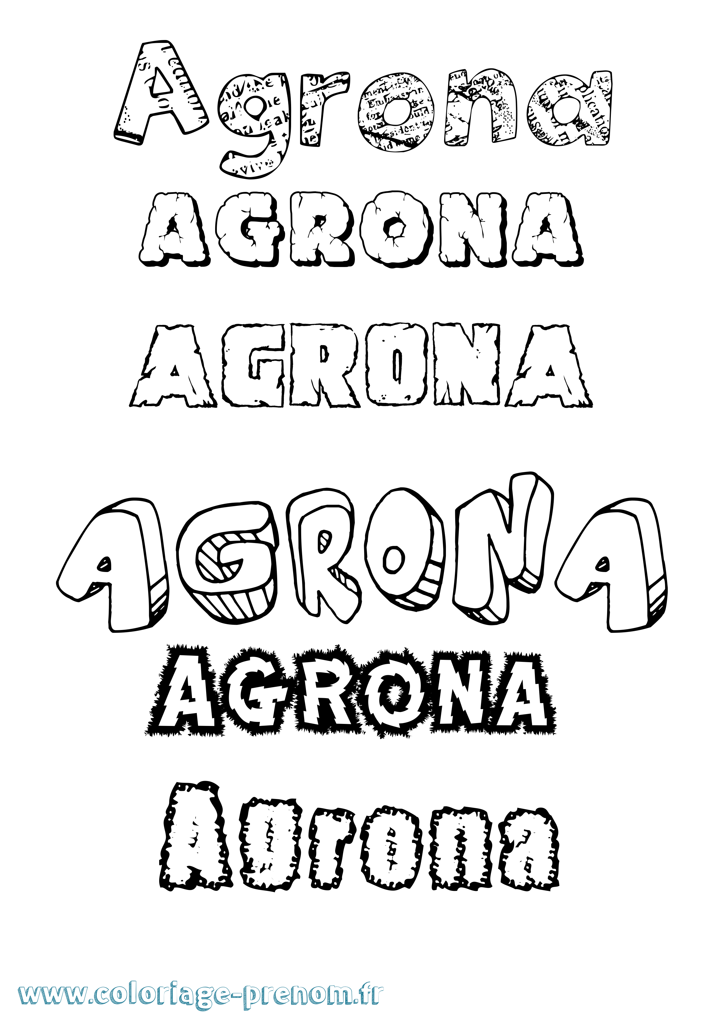 Coloriage Agrona Destructuré Coloriage prénom Agrona Destructuré