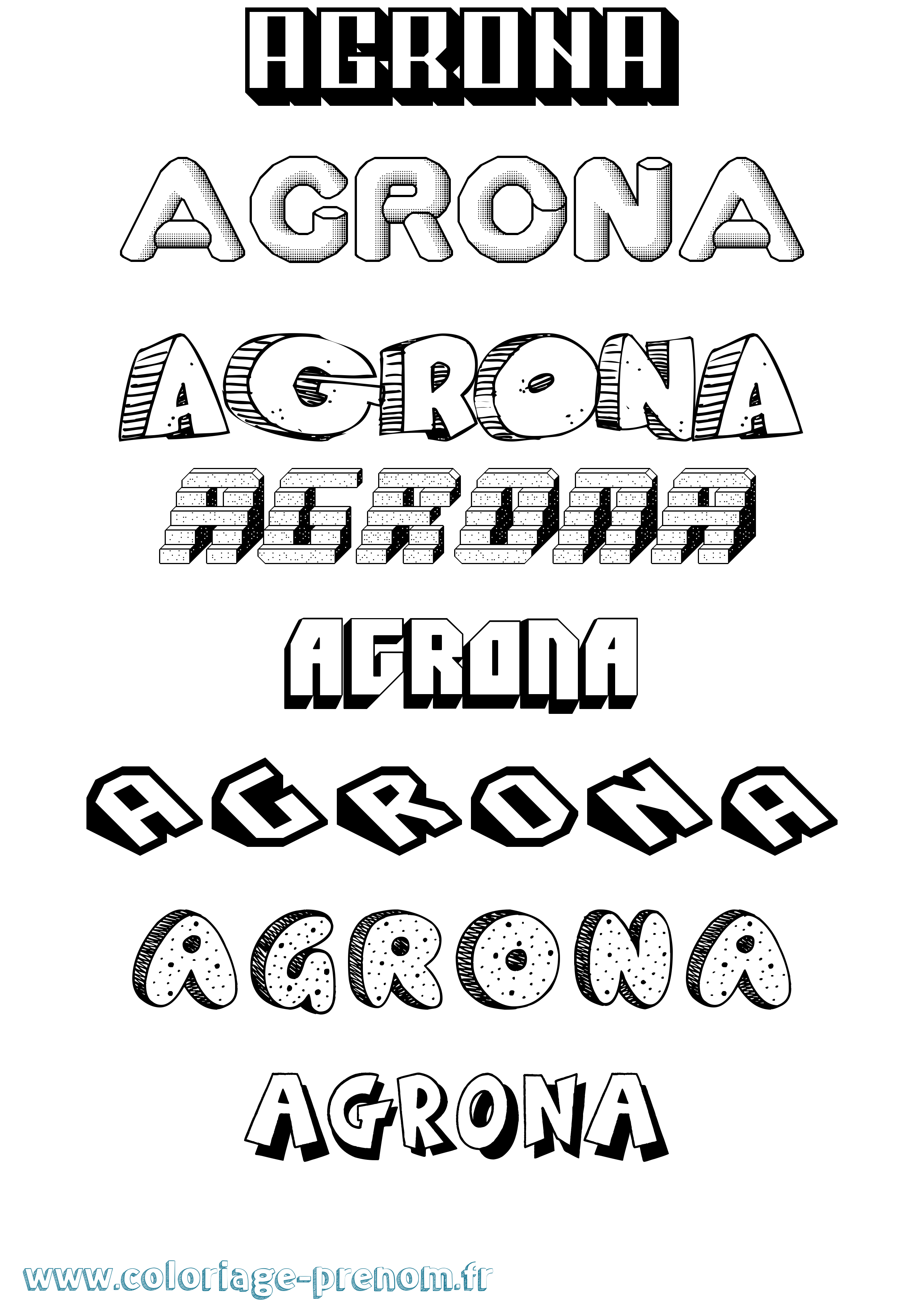 Coloriage Agrona Effet 3D Coloriage prénom Agrona Effet 3D