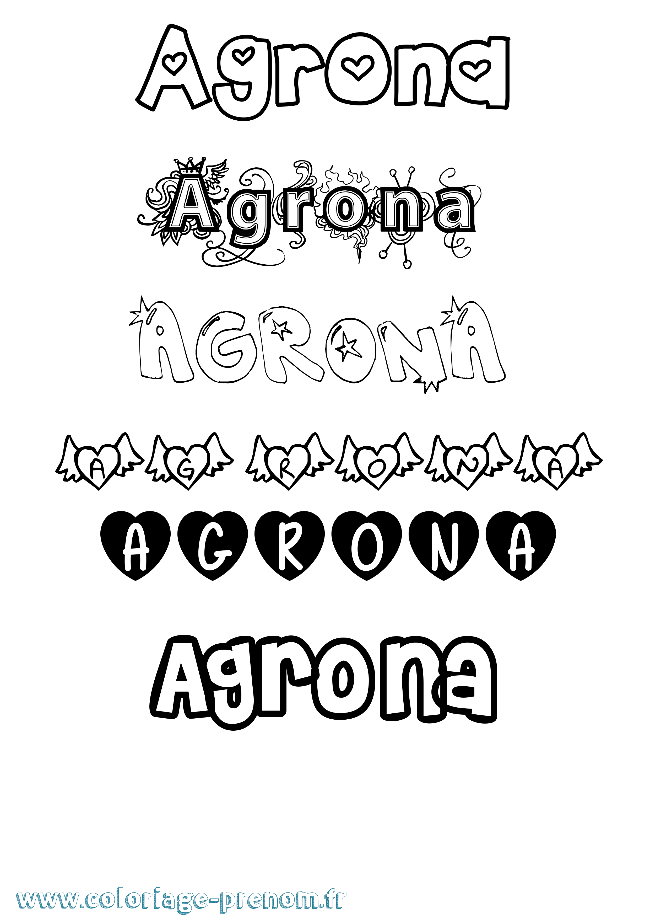 Coloriage Agrona Girly Coloriage prénom Agrona Girly