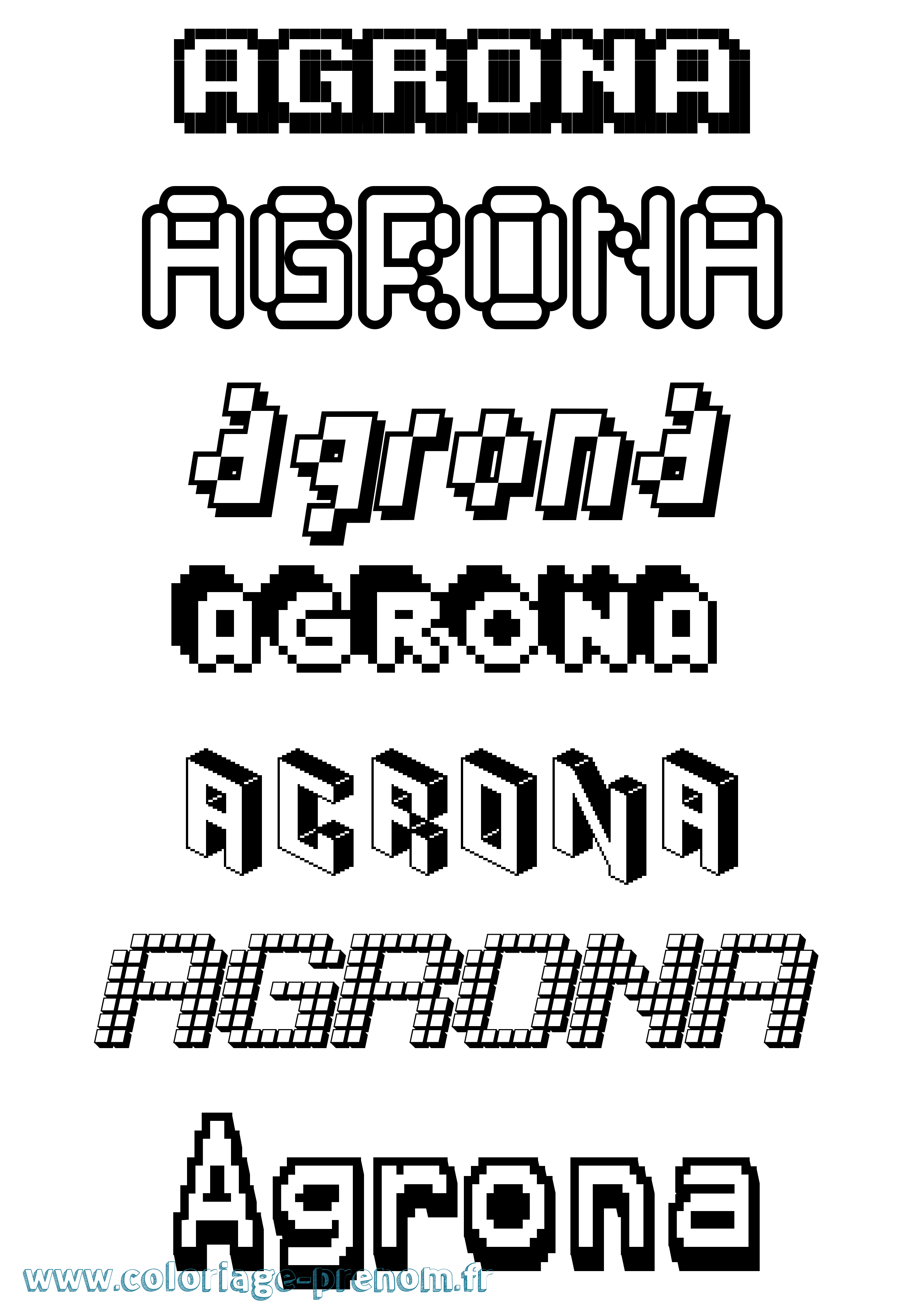 Coloriage Agrona Pixel Coloriage prénom Agrona Pixel