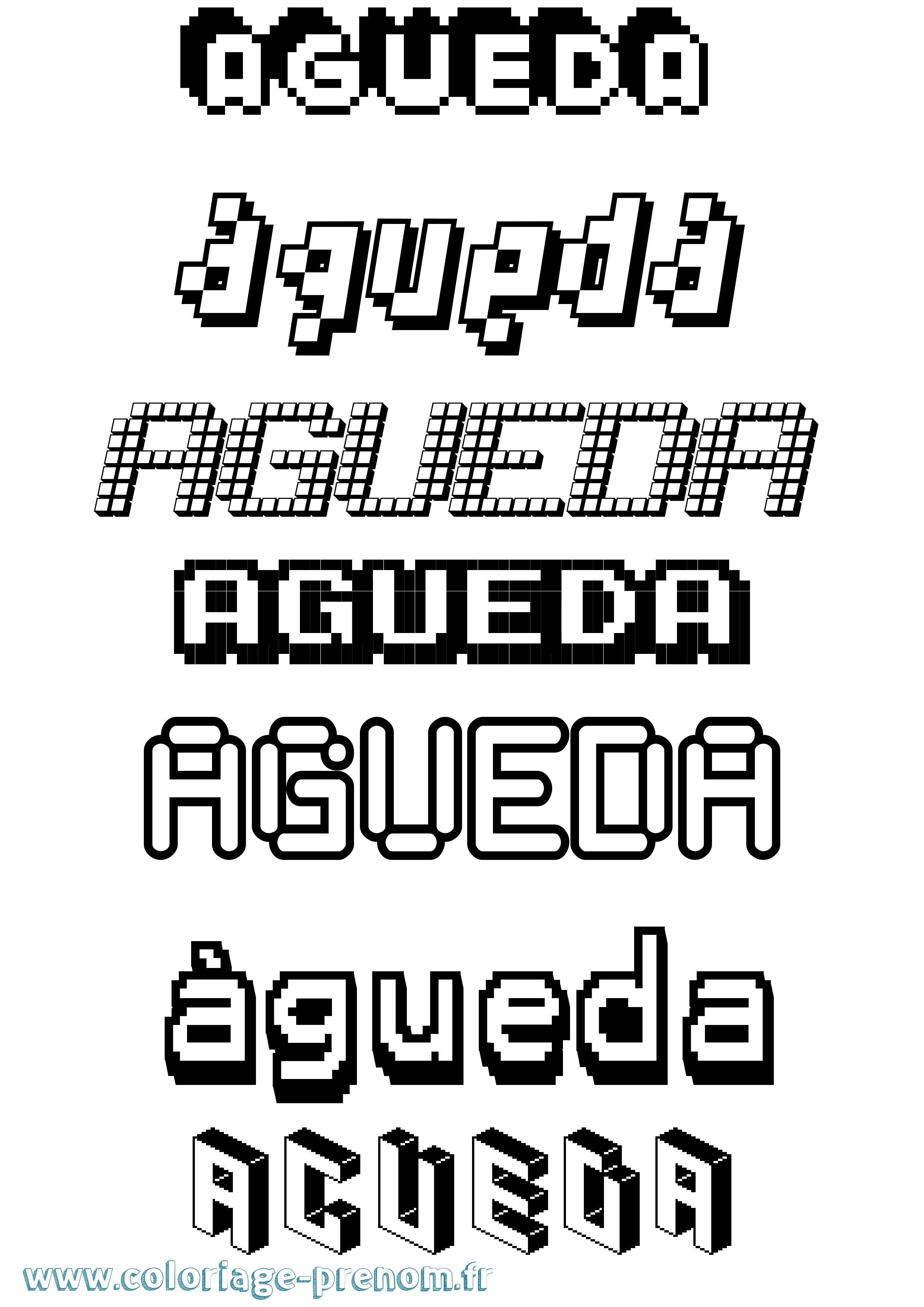 Coloriage prénom Águeda Pixel