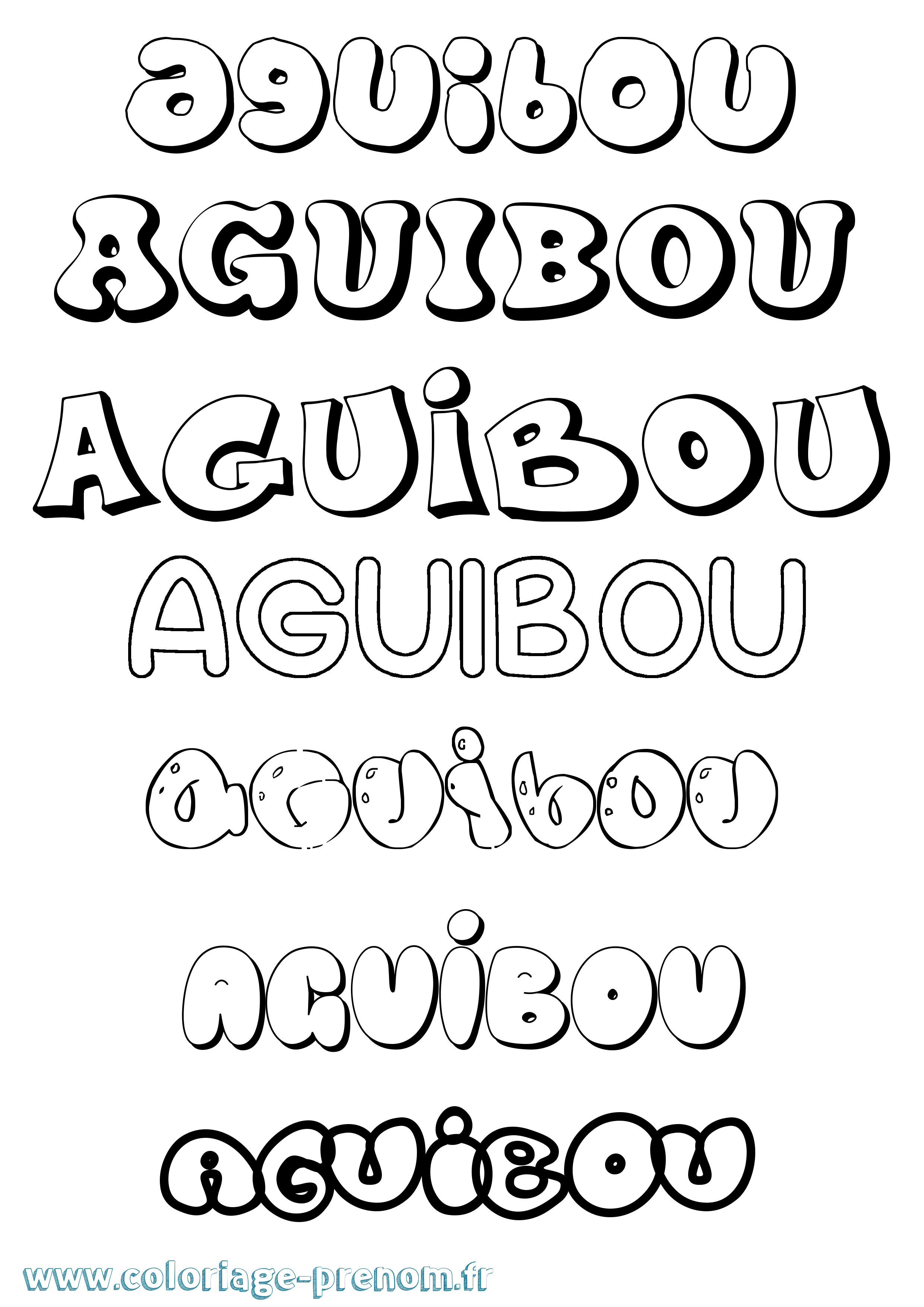 Coloriage prénom Aguibou Bubble