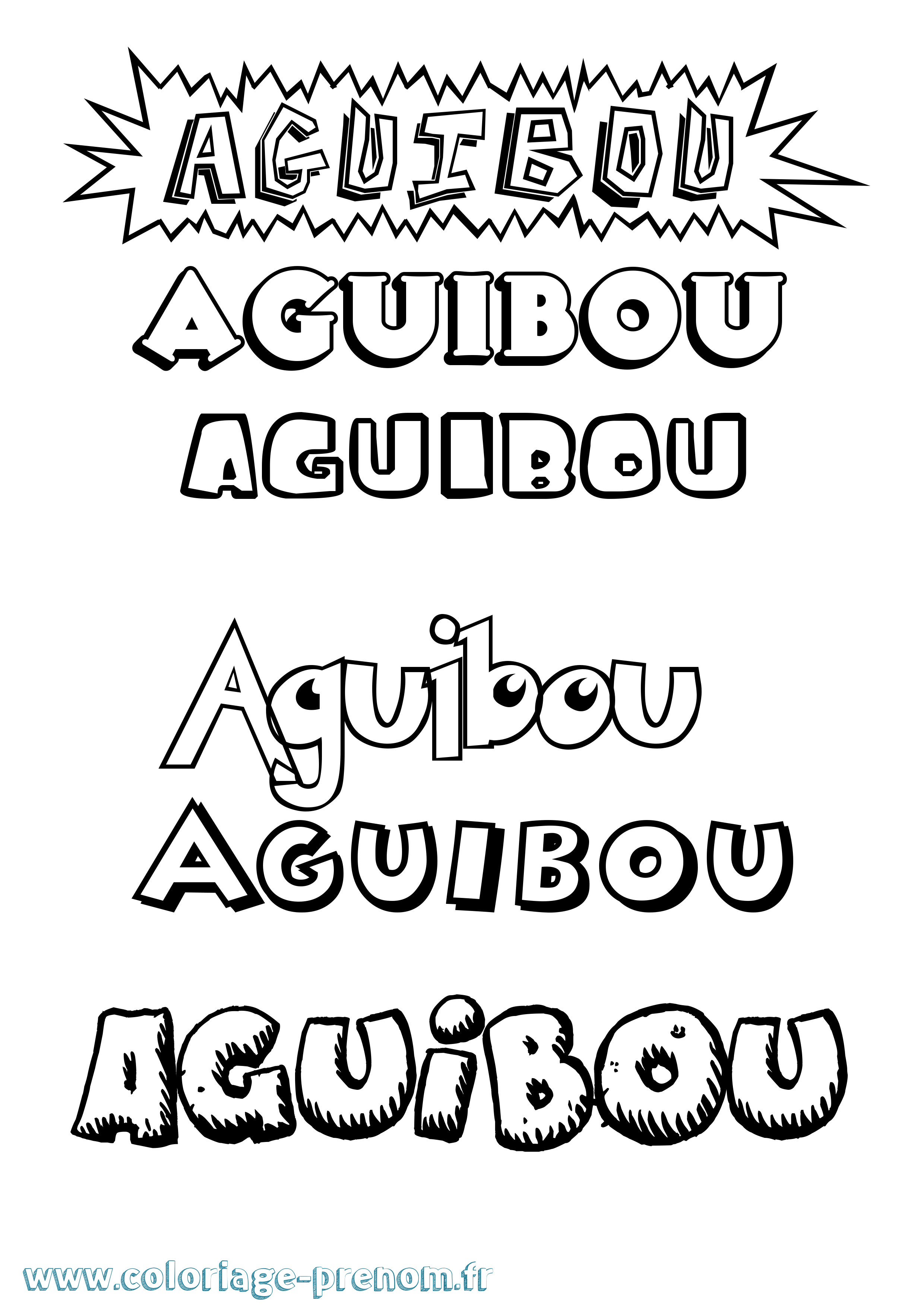 Coloriage prénom Aguibou Dessin Animé
