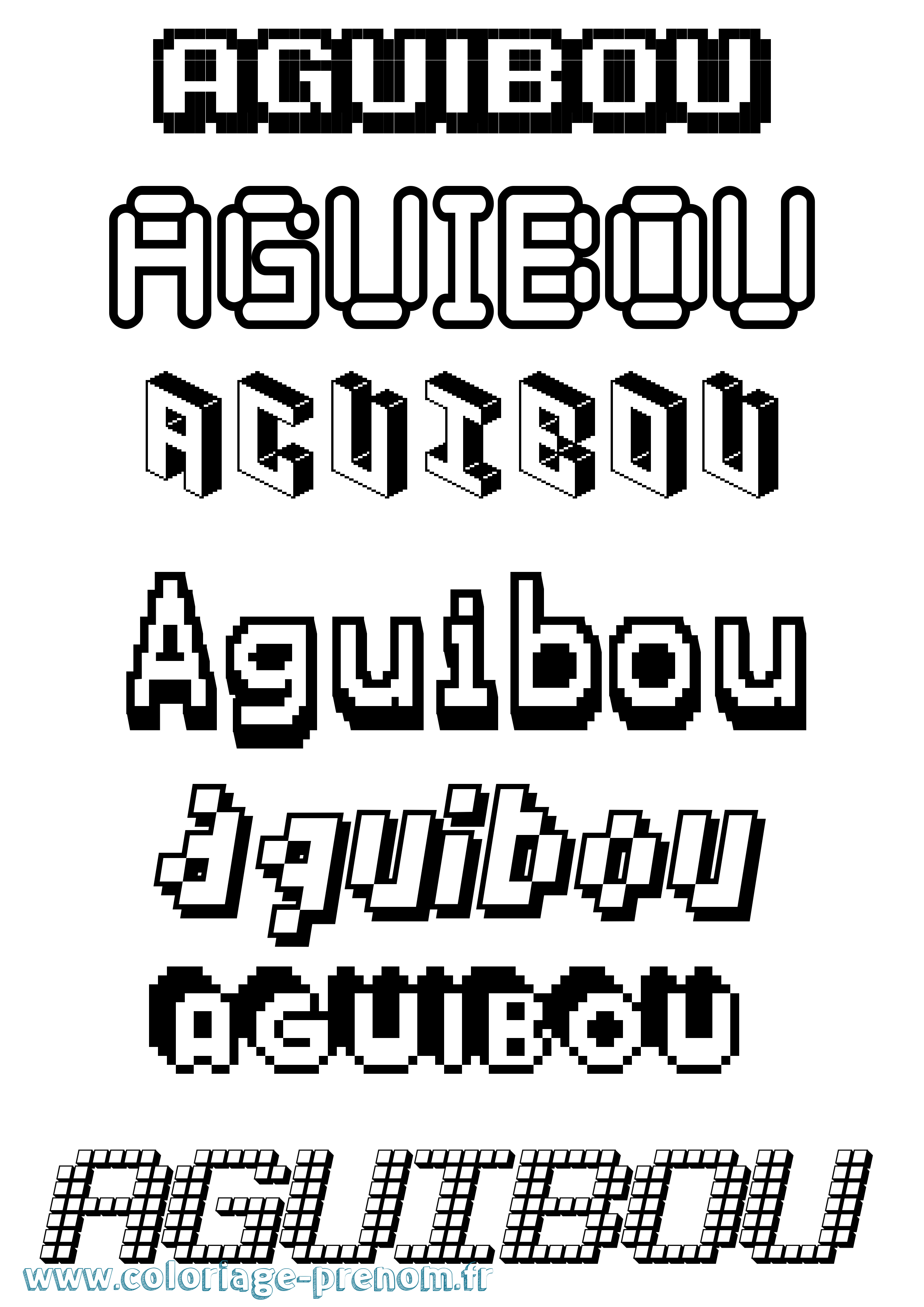 Coloriage prénom Aguibou Pixel