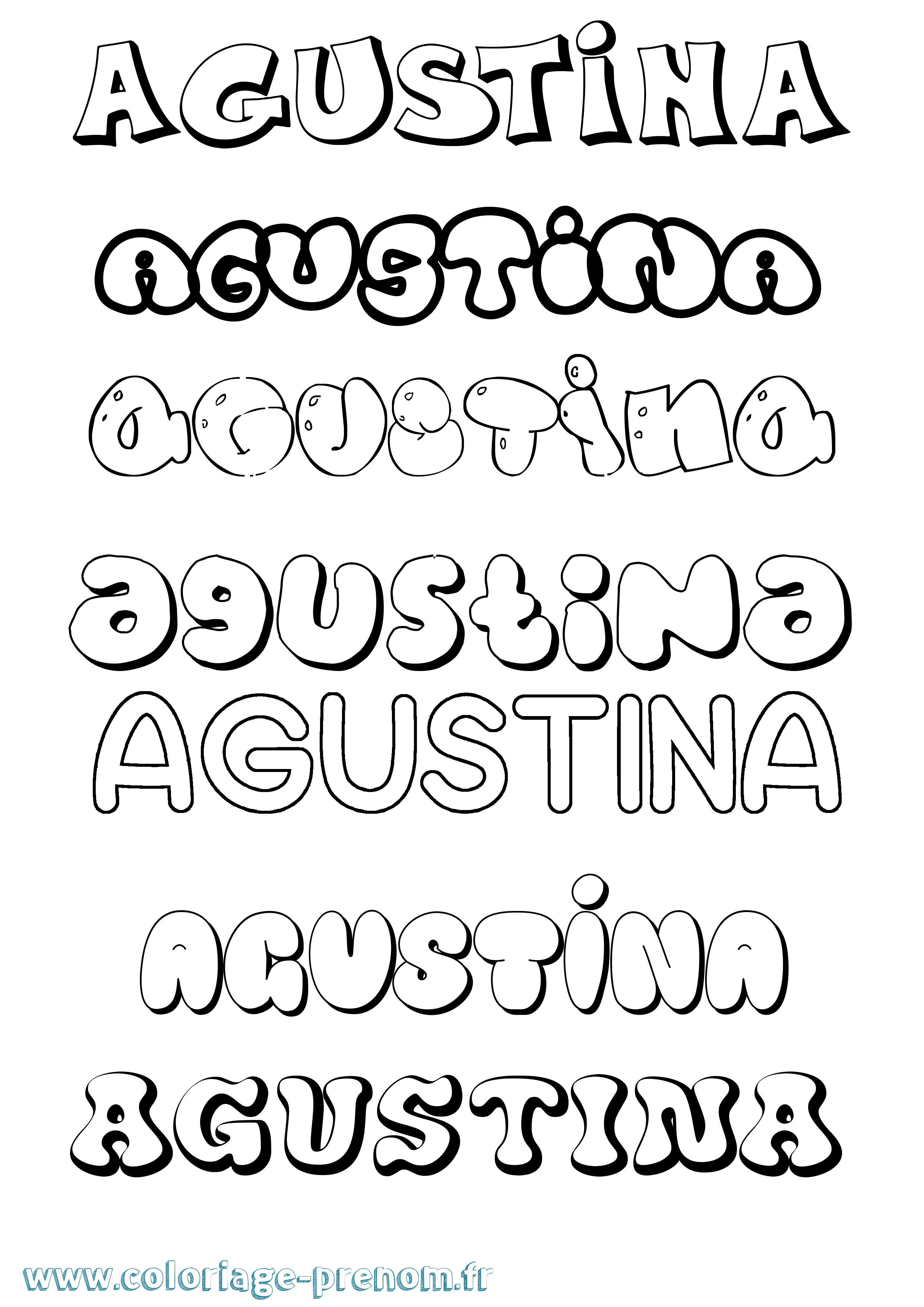 Coloriage Agustina Bubble Coloriage prénom Agustina Bubble