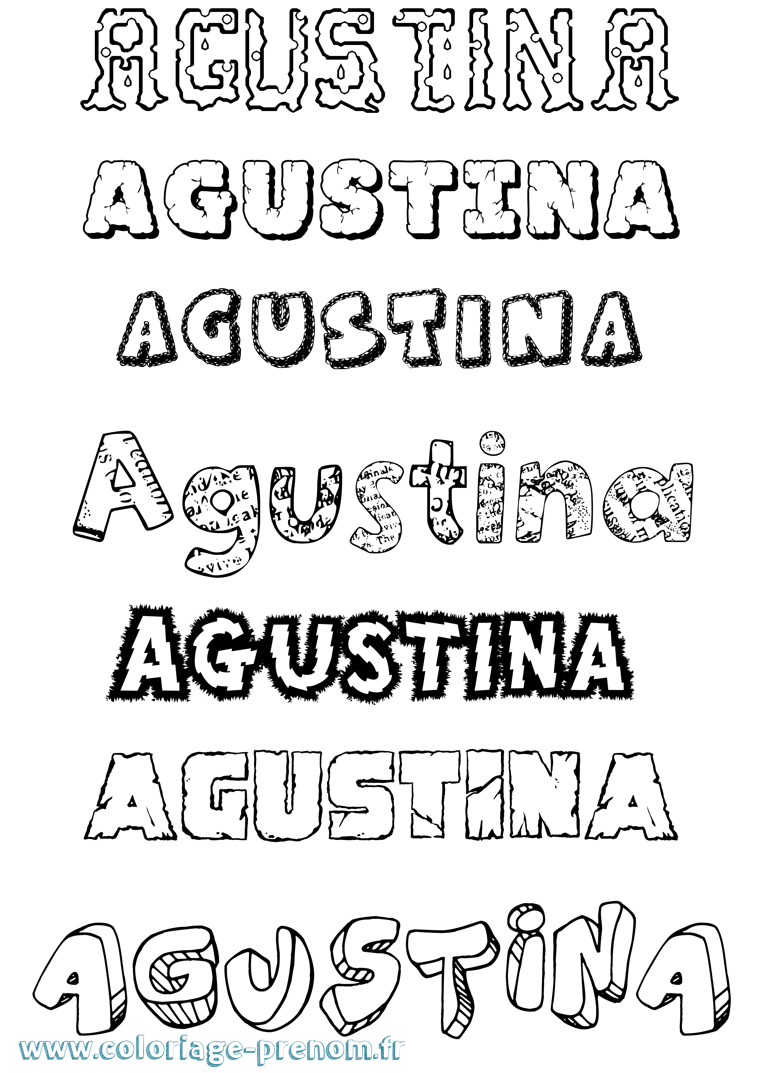 Coloriage Agustina Destructuré Coloriage prénom Agustina Destructuré