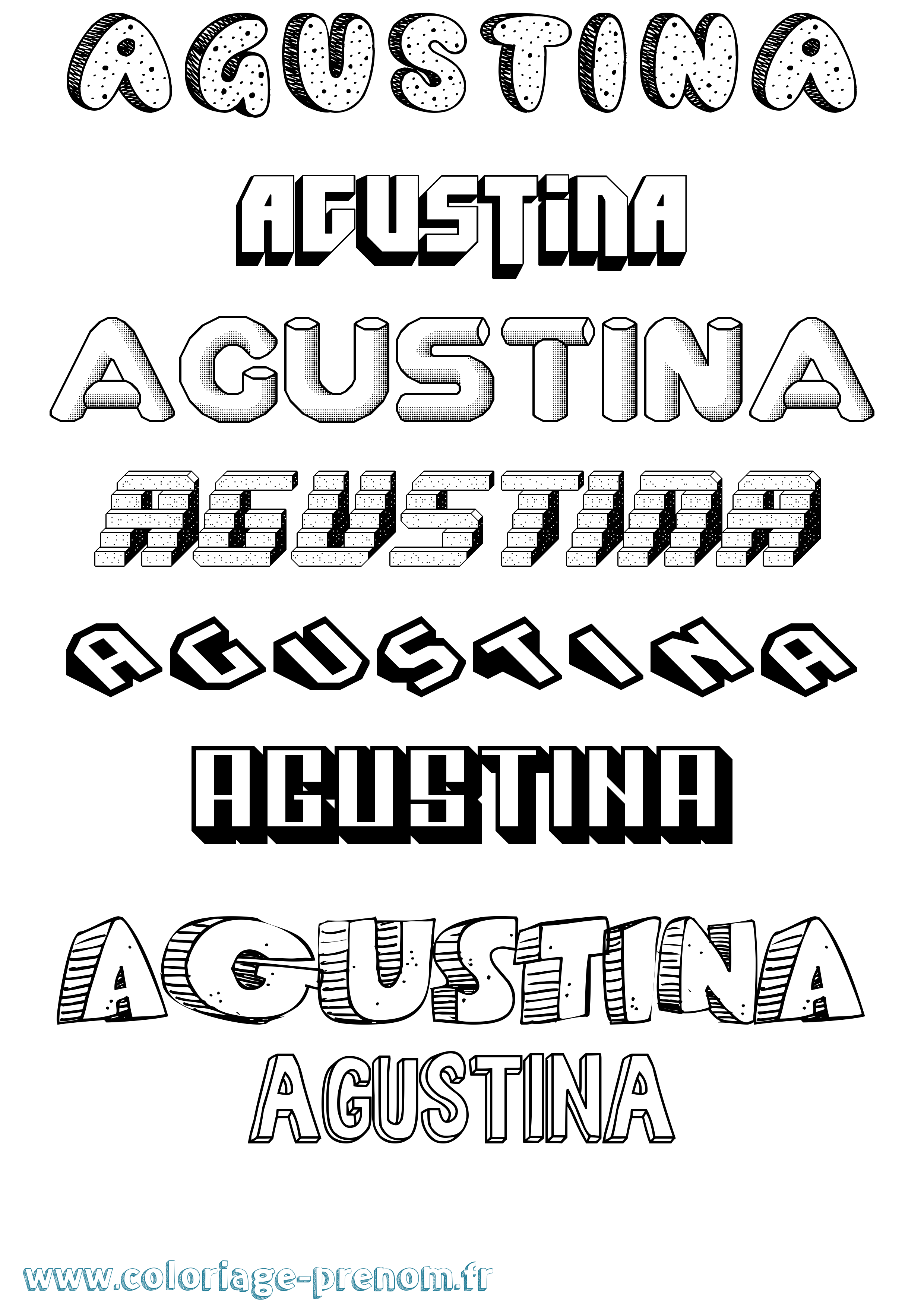 Coloriage Agustina Effet 3D Coloriage prénom Agustina Effet 3D