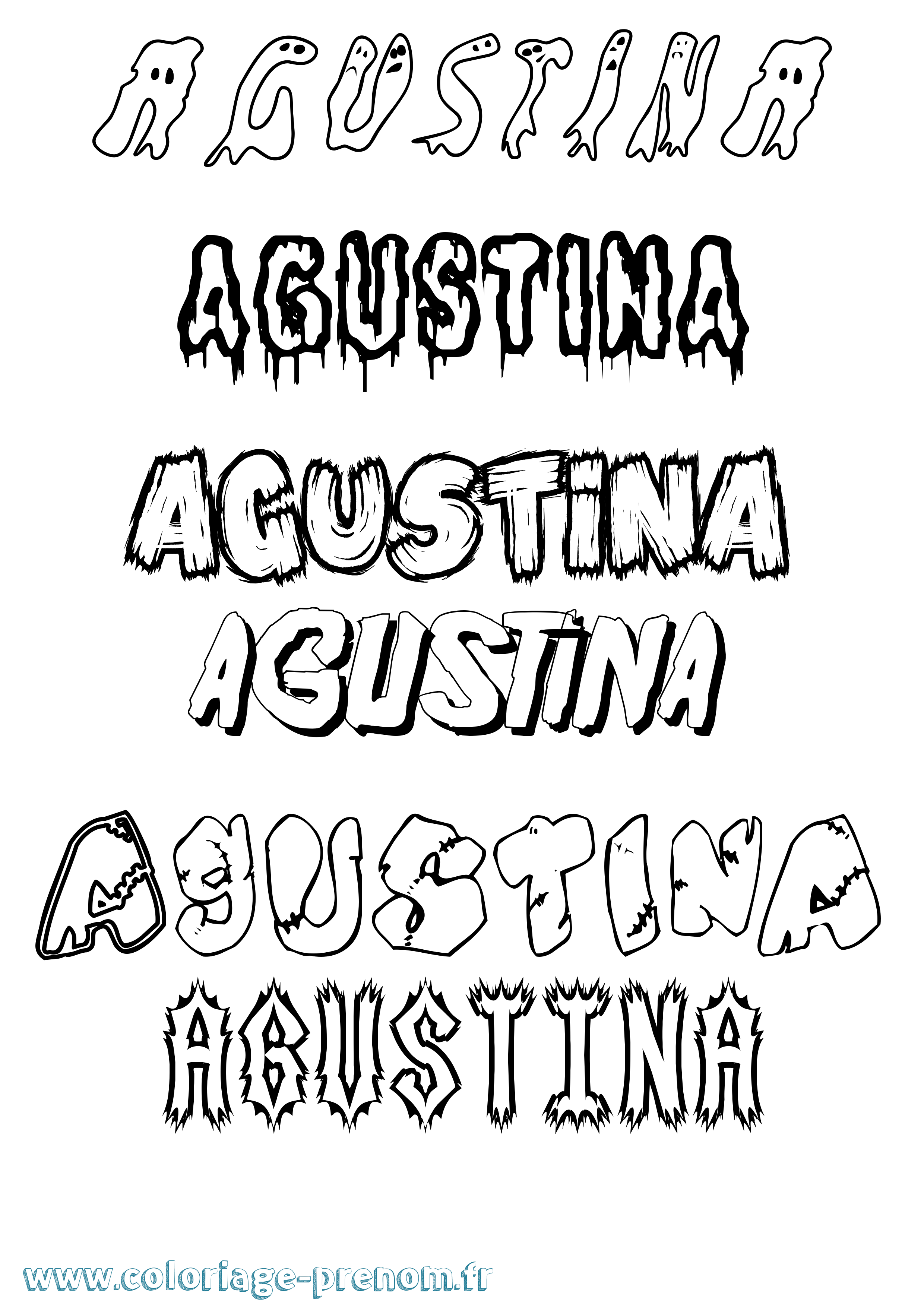 Coloriage Agustina Frisson Coloriage prénom Agustina Frisson