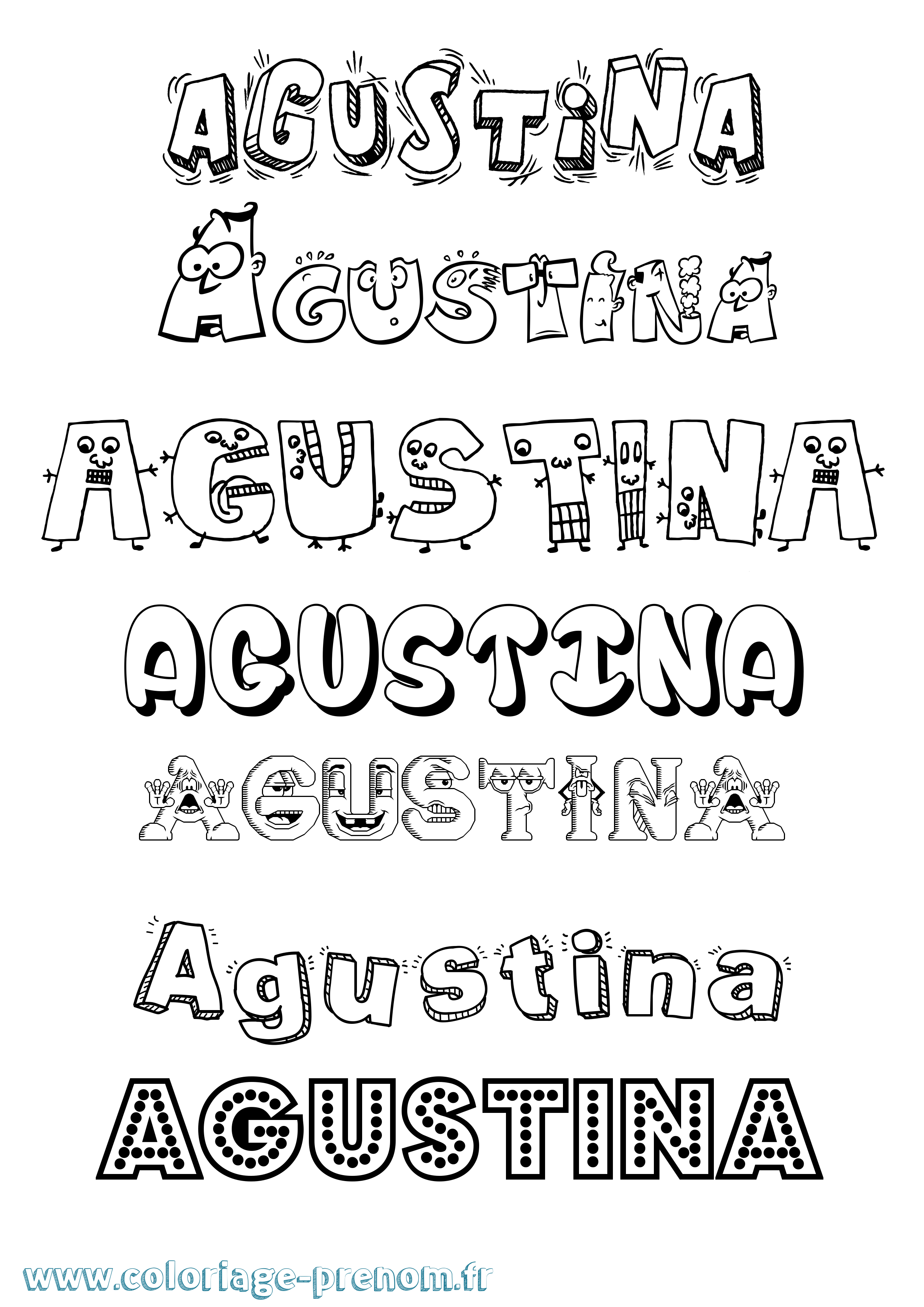 Coloriage prénom Agustina Fun