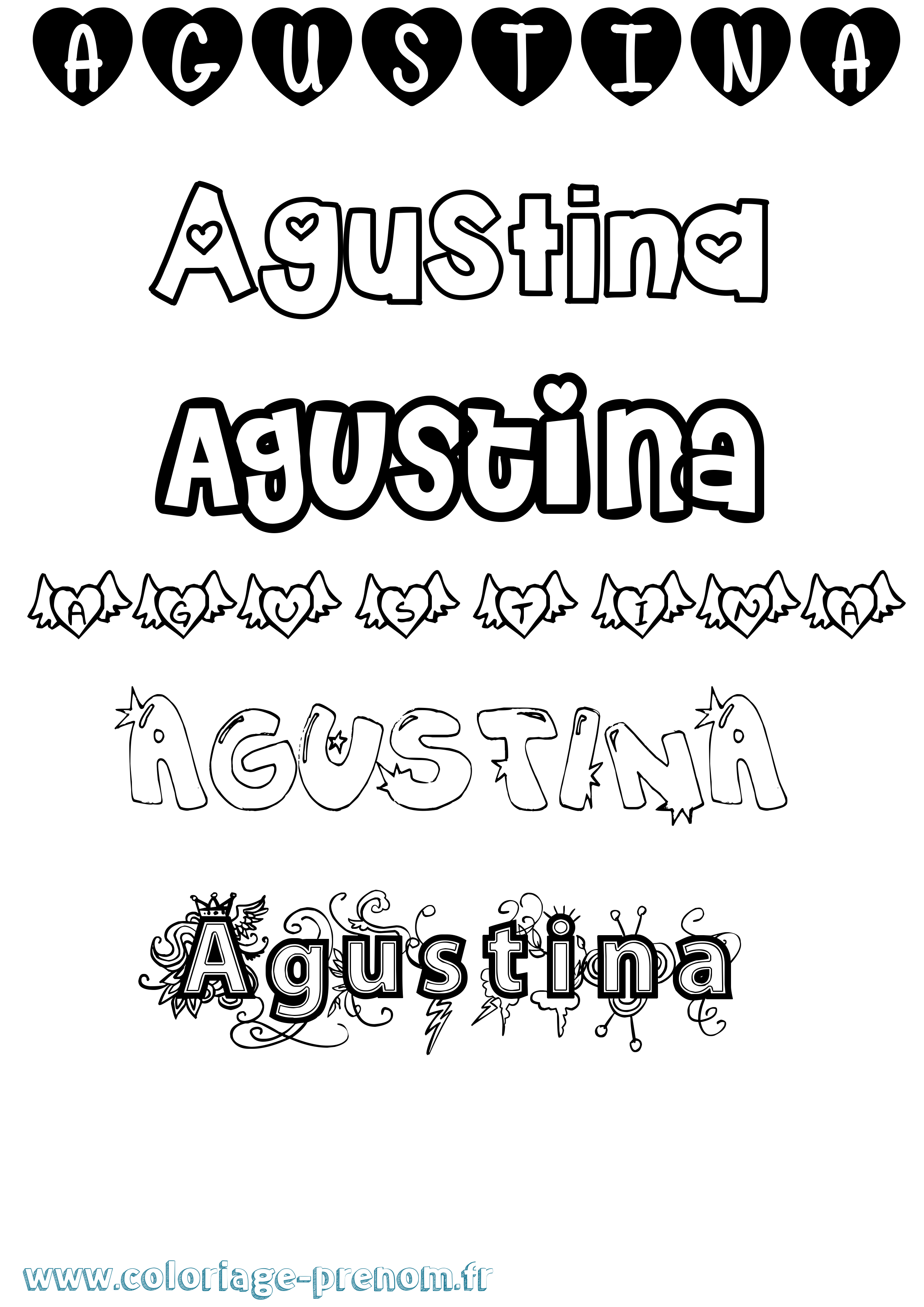 Coloriage prénom Agustina Girly