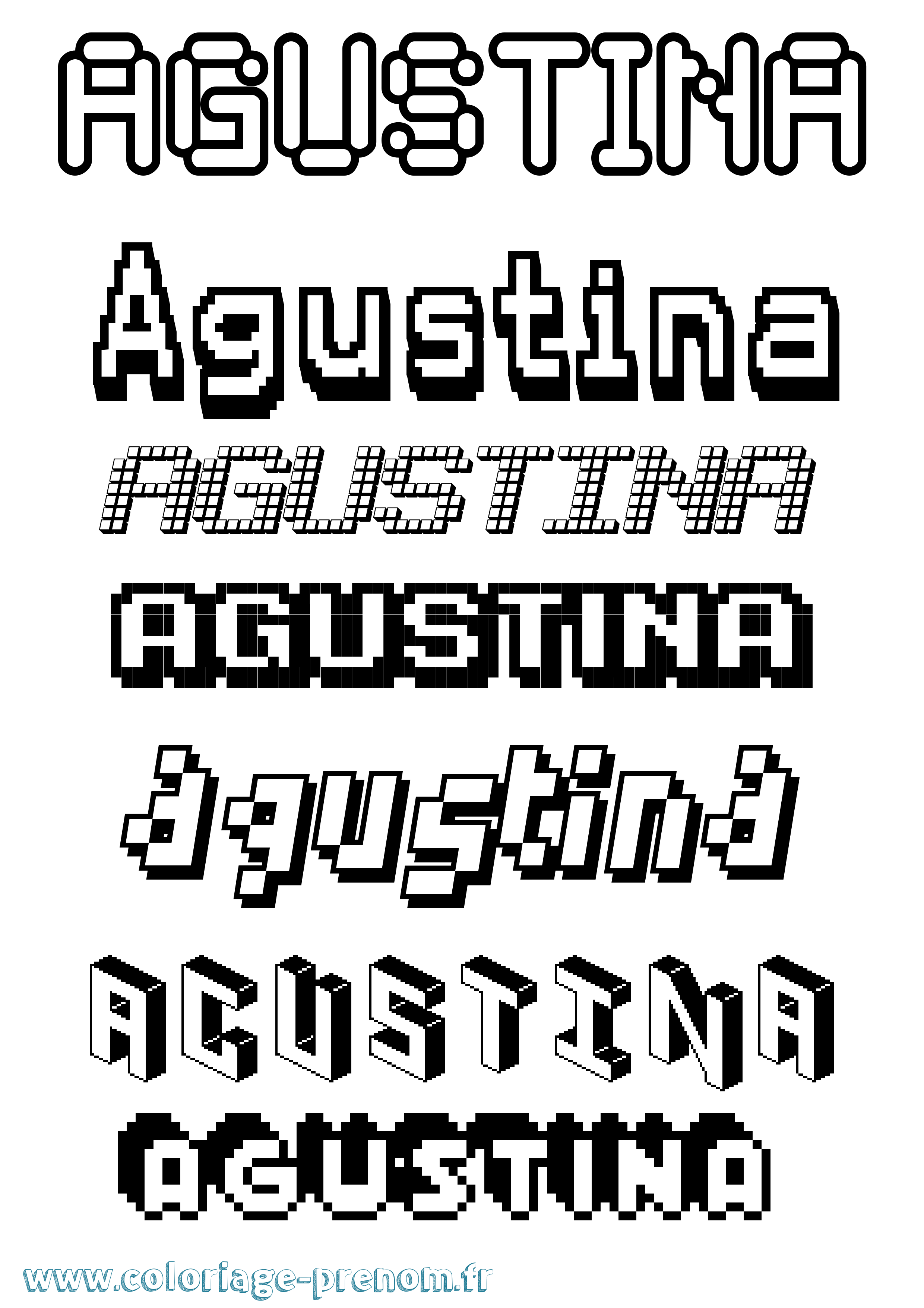 Coloriage prénom Agustina Pixel