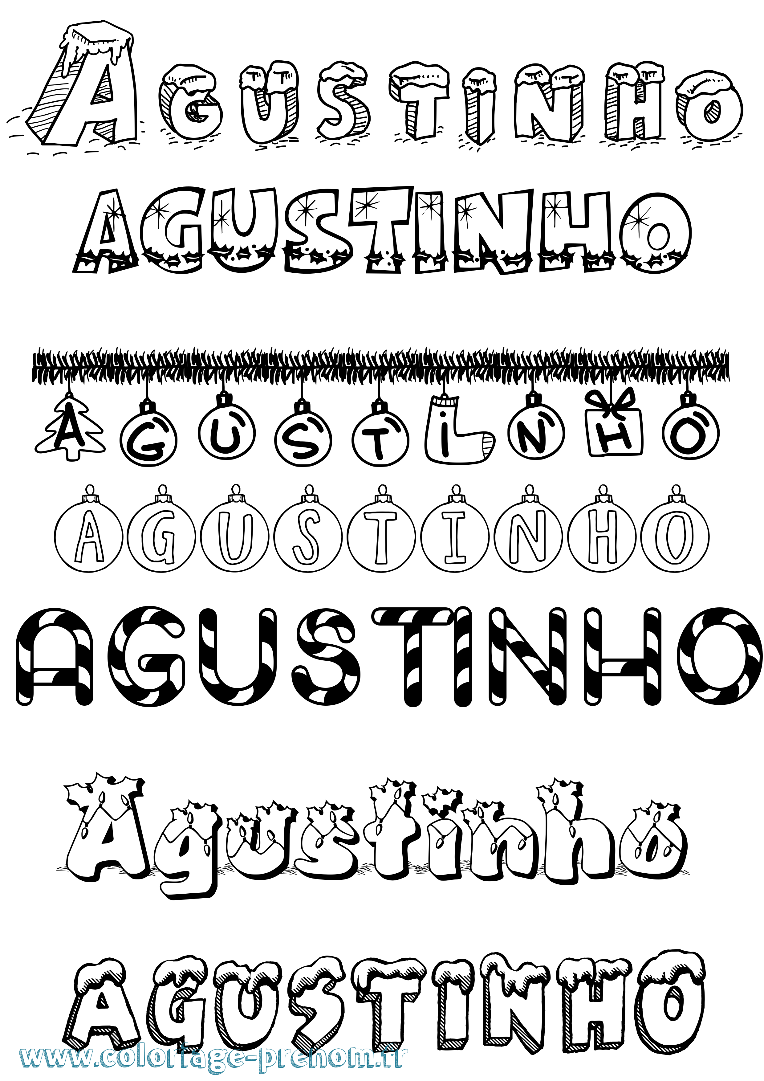 Coloriage prénom Agustinho Noël