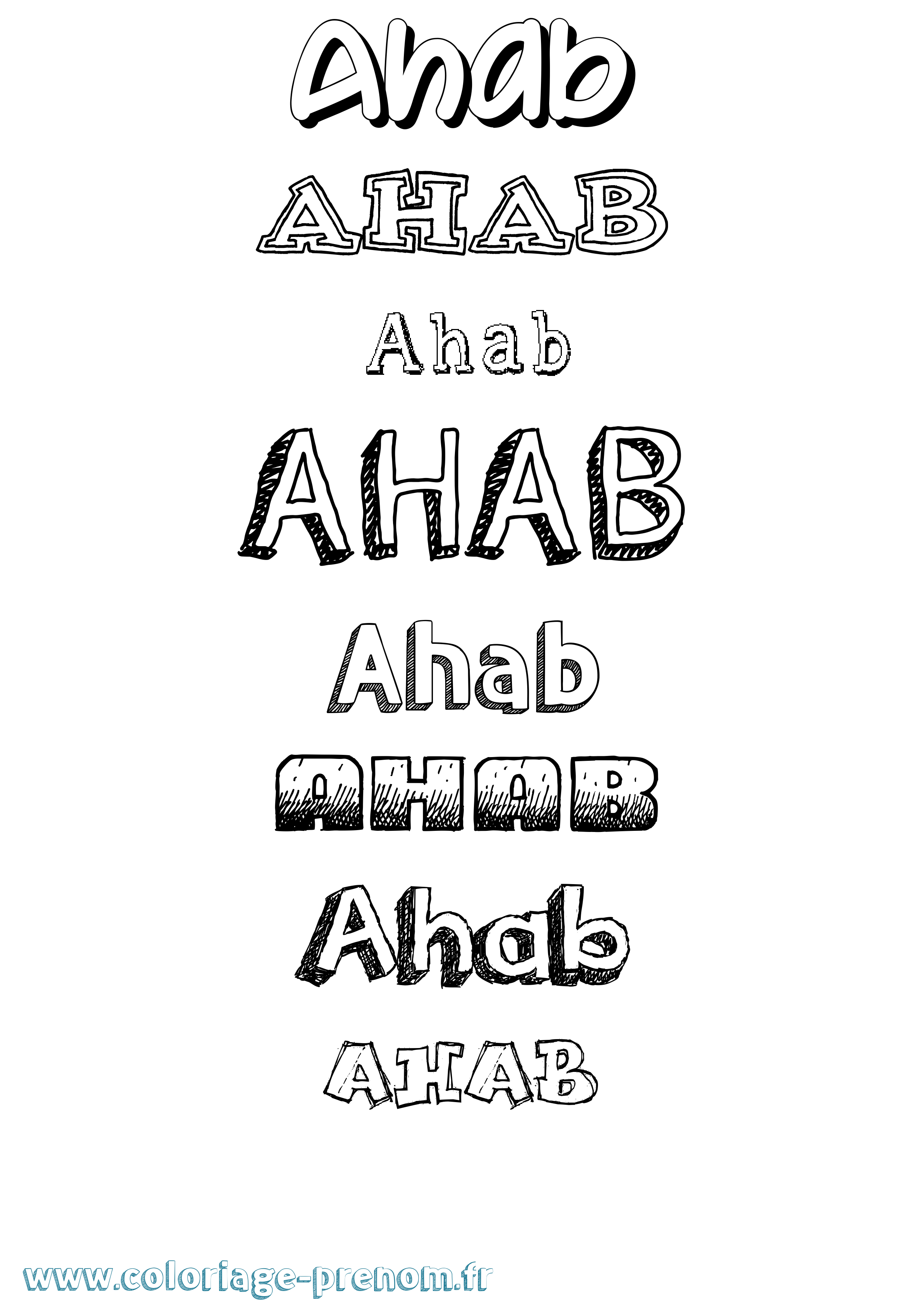 Coloriage prénom Ahab Dessiné