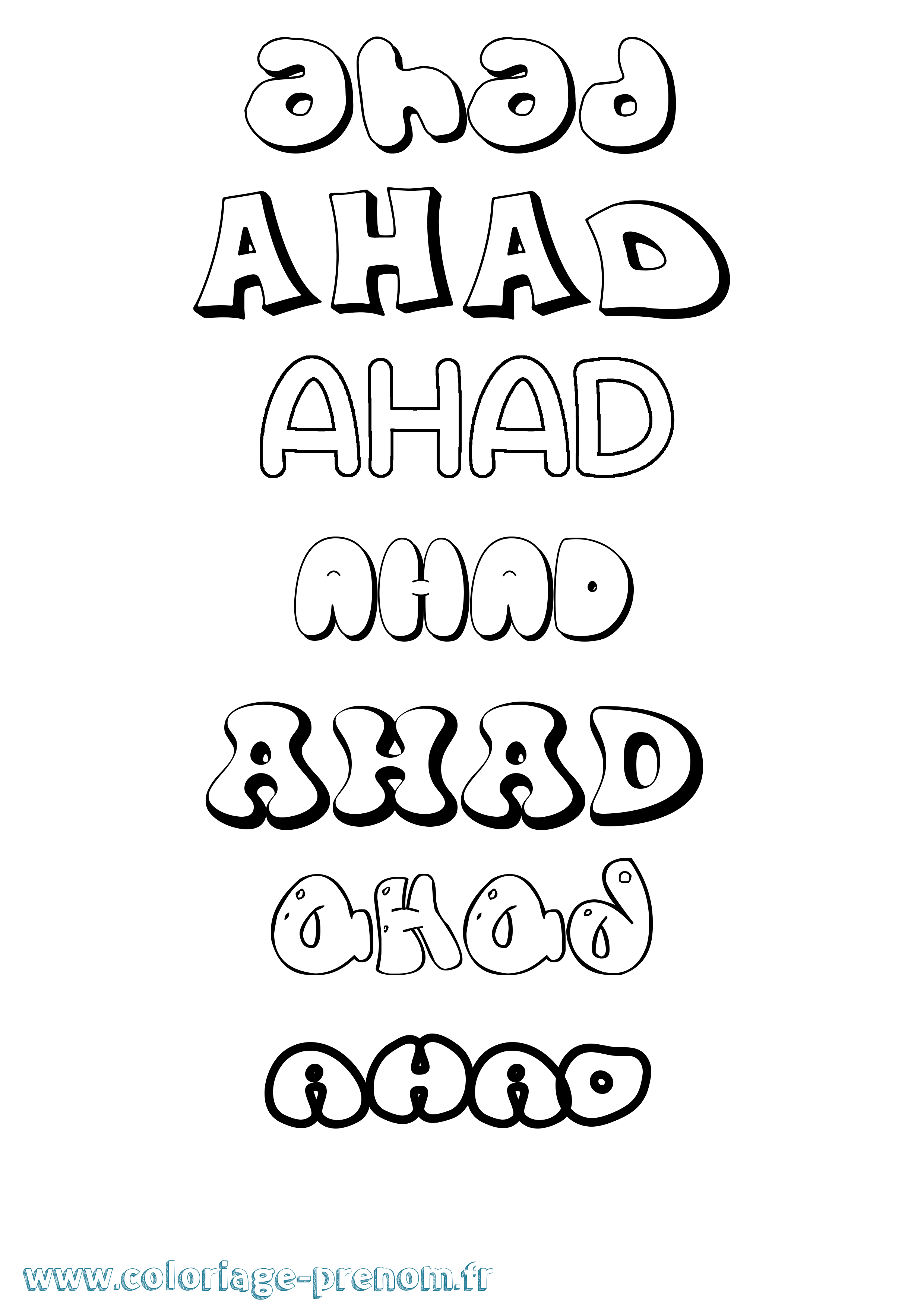 Coloriage Ahad Bubble Coloriage prénom Ahad Bubble