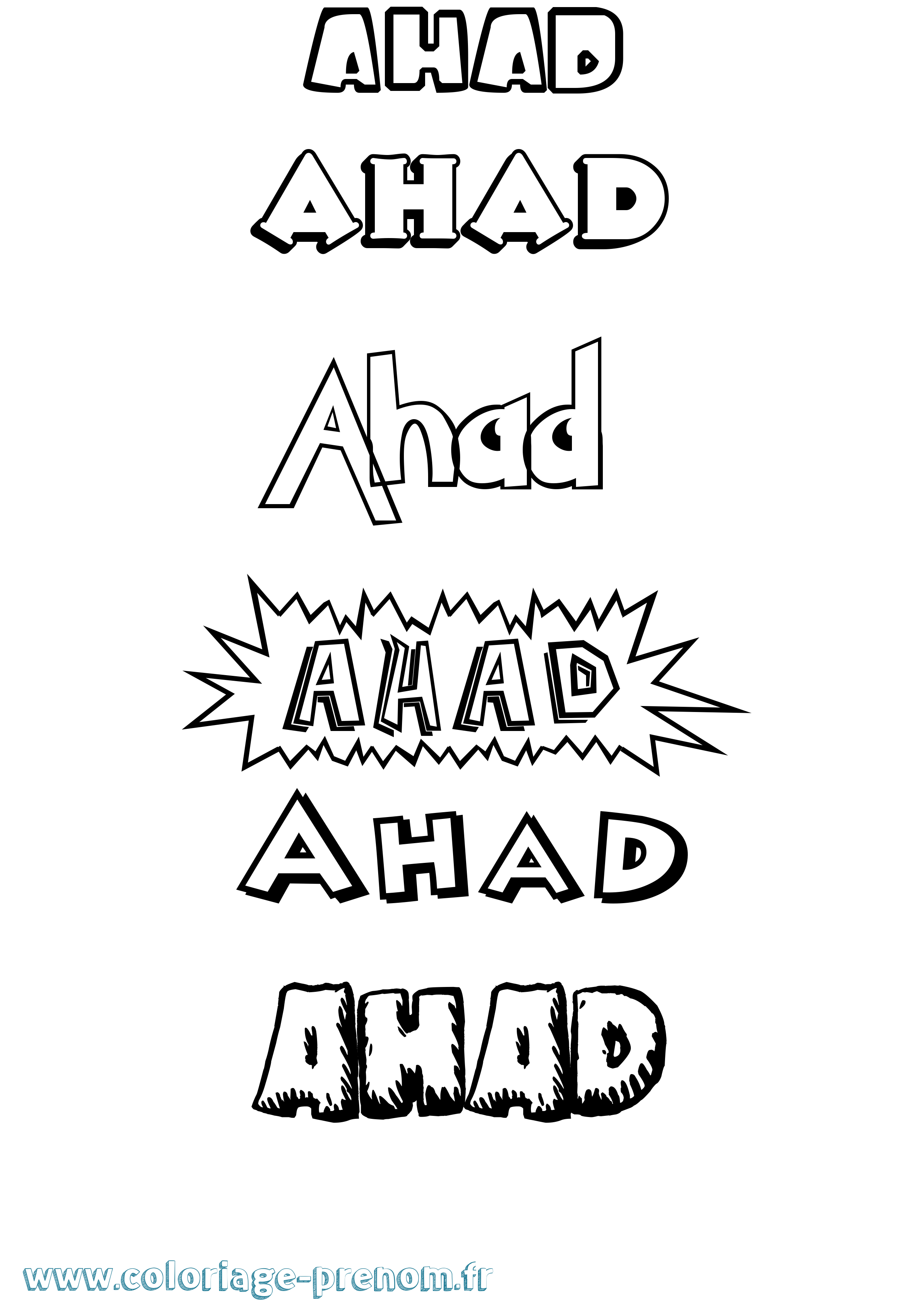 Coloriage Ahad Dessin Animé Coloriage prénom Ahad Dessin Animé
