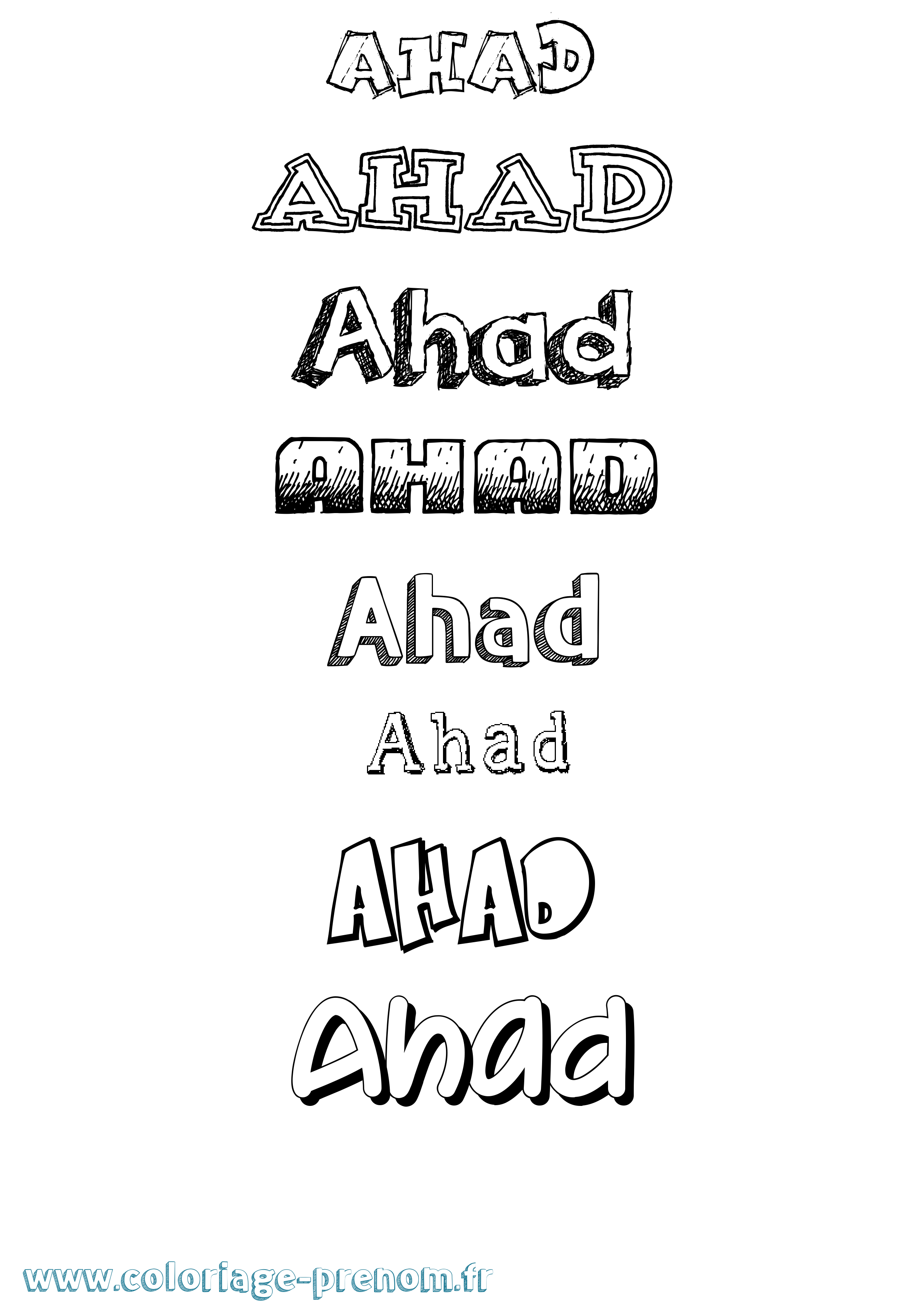 Coloriage Ahad Dessiné Coloriage prénom Ahad Dessiné