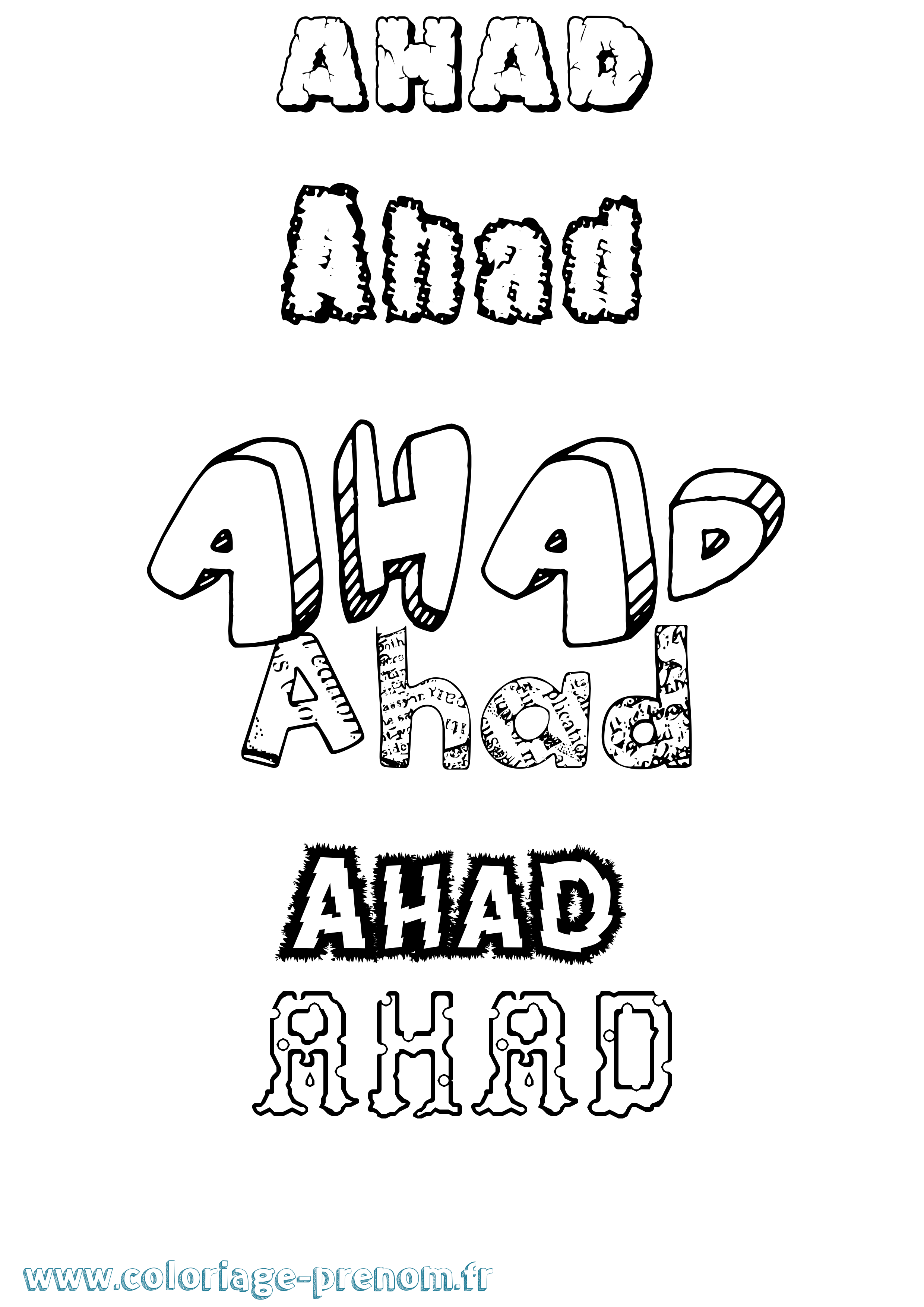 Coloriage Ahad Destructuré Coloriage prénom Ahad Destructuré