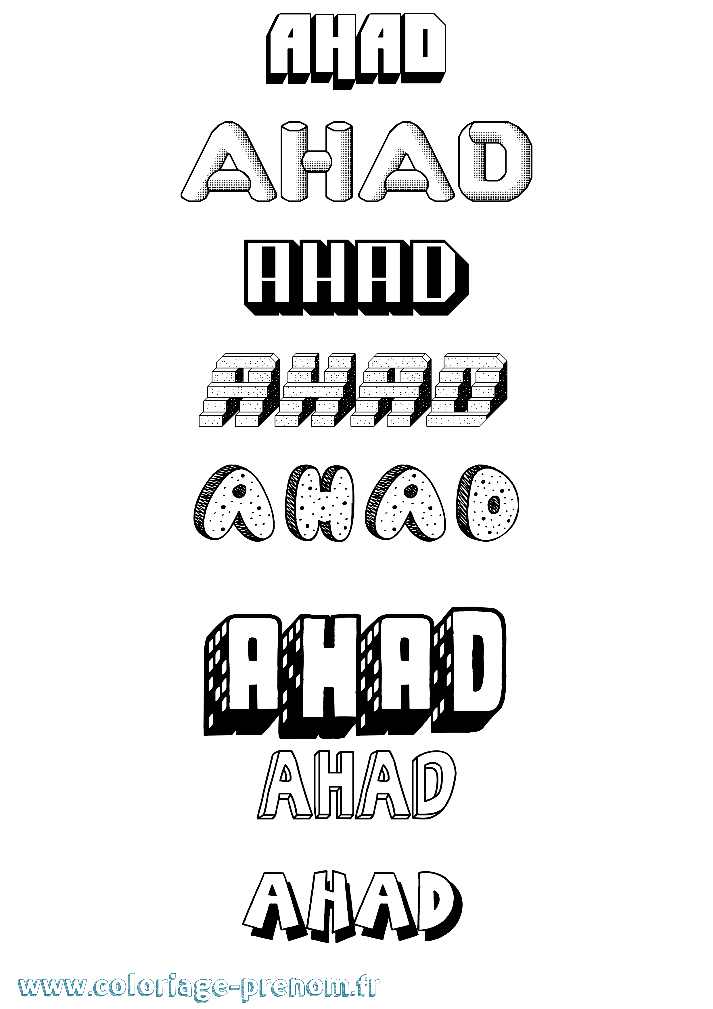 Coloriage Ahad Effet 3D Coloriage prénom Ahad Effet 3D