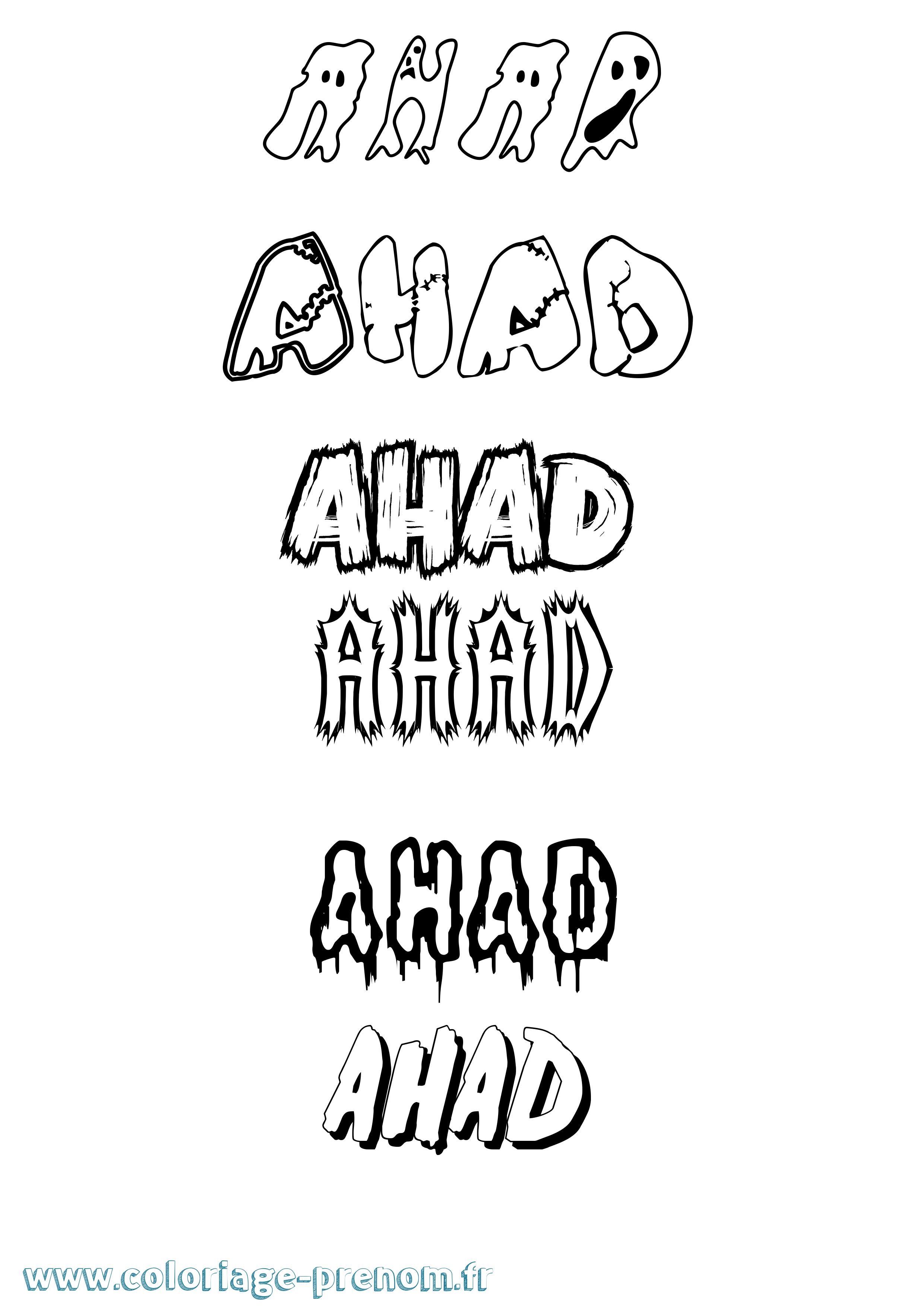 Coloriage Ahad Frisson Coloriage prénom Ahad Frisson
