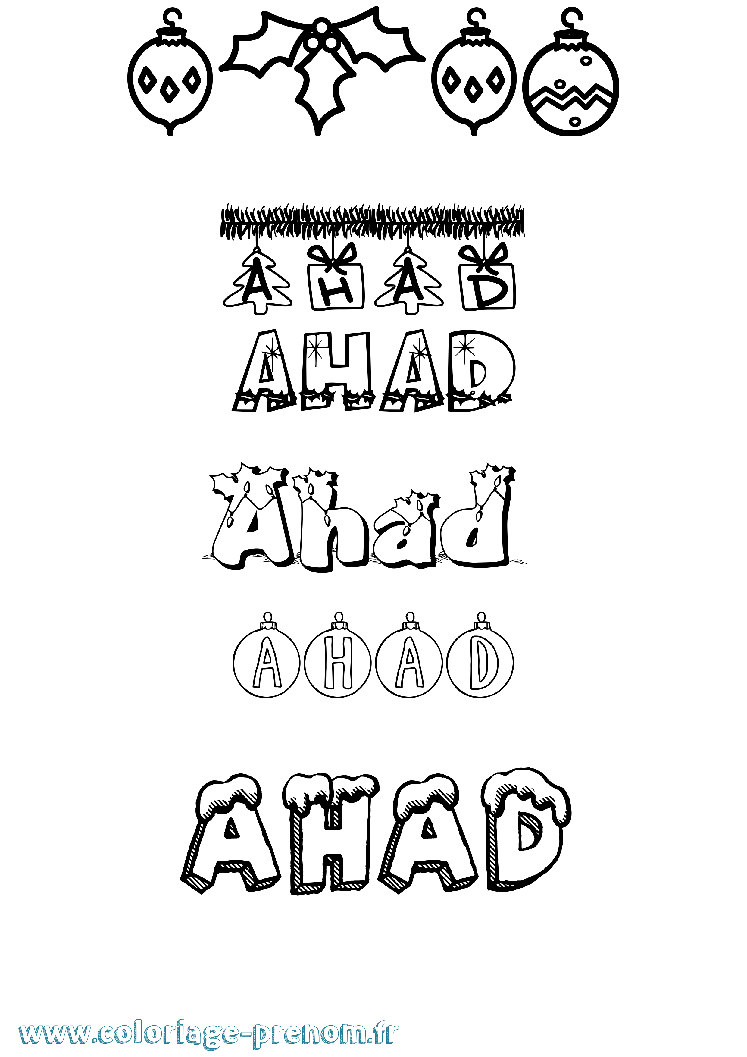 Coloriage Ahad Noël Coloriage prénom Ahad Noël