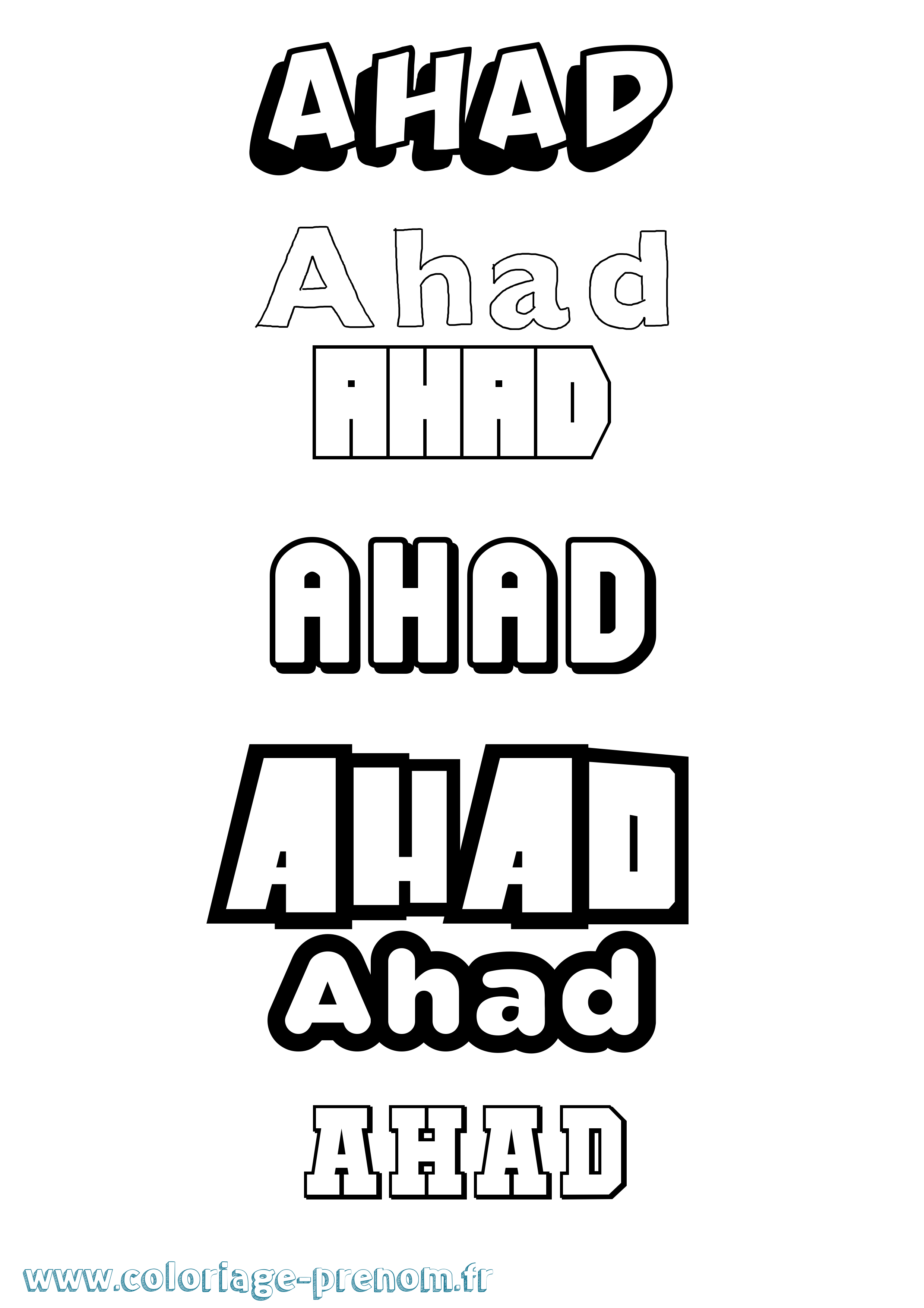 Coloriage Ahad Simple Coloriage prénom Ahad Simple