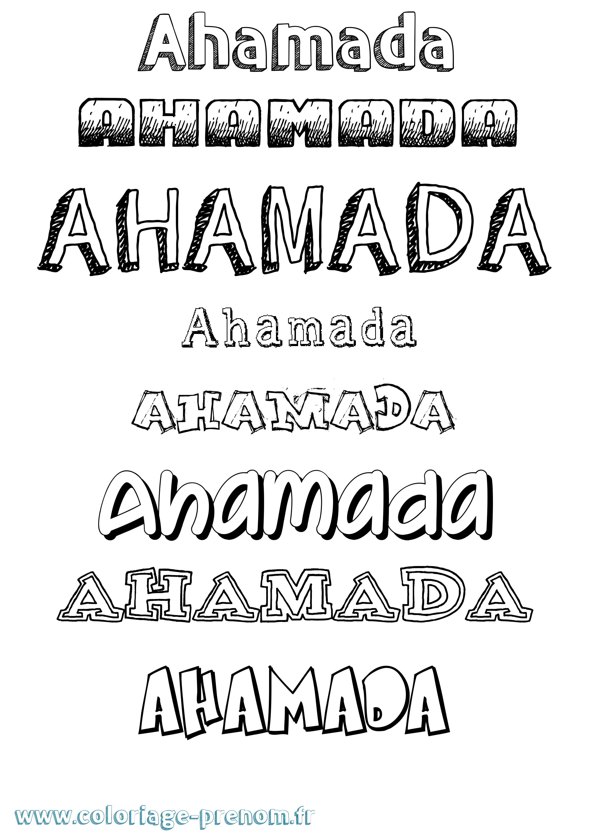 Coloriage prénom Ahamada Dessiné