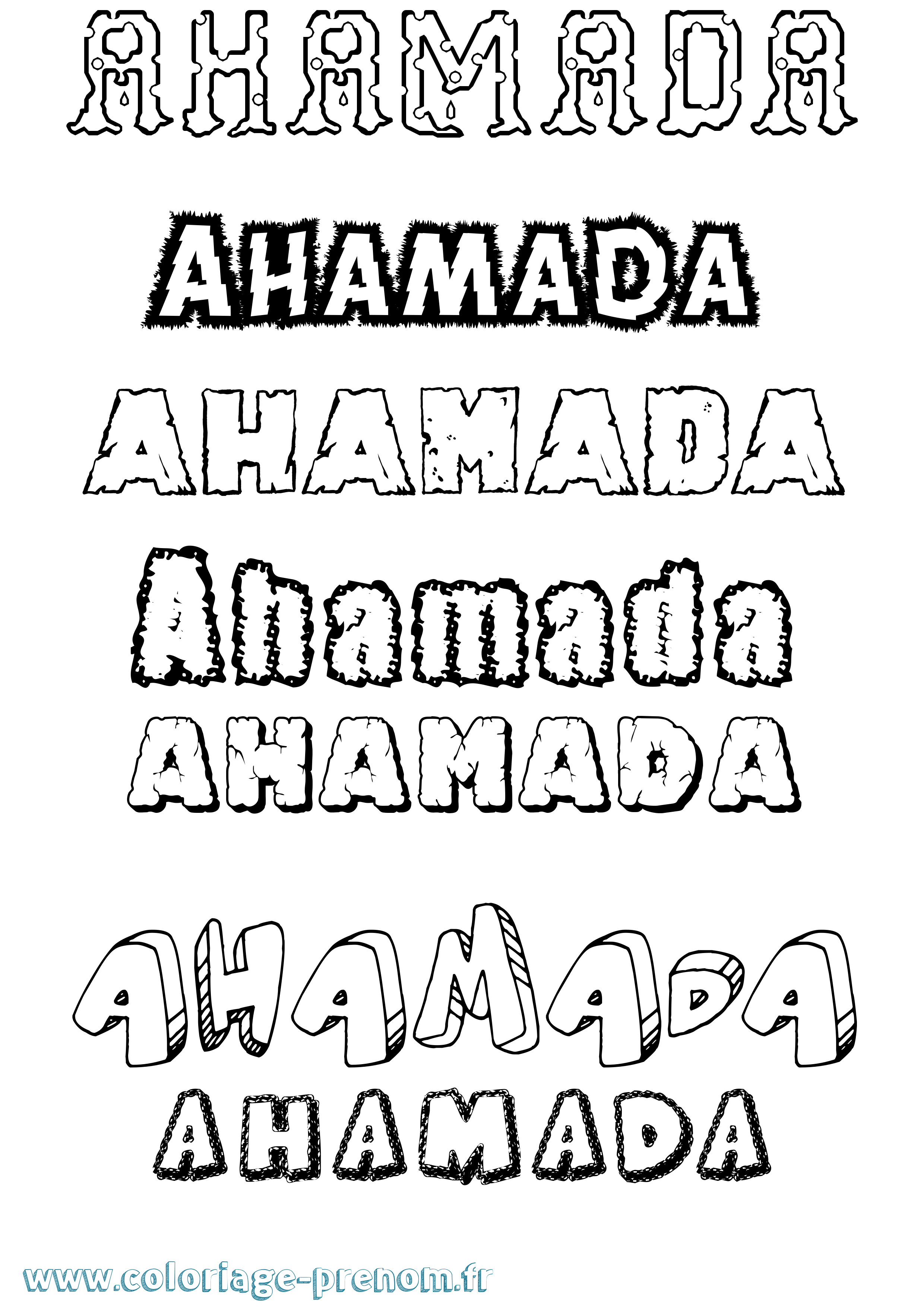 Coloriage prénom Ahamada Destructuré