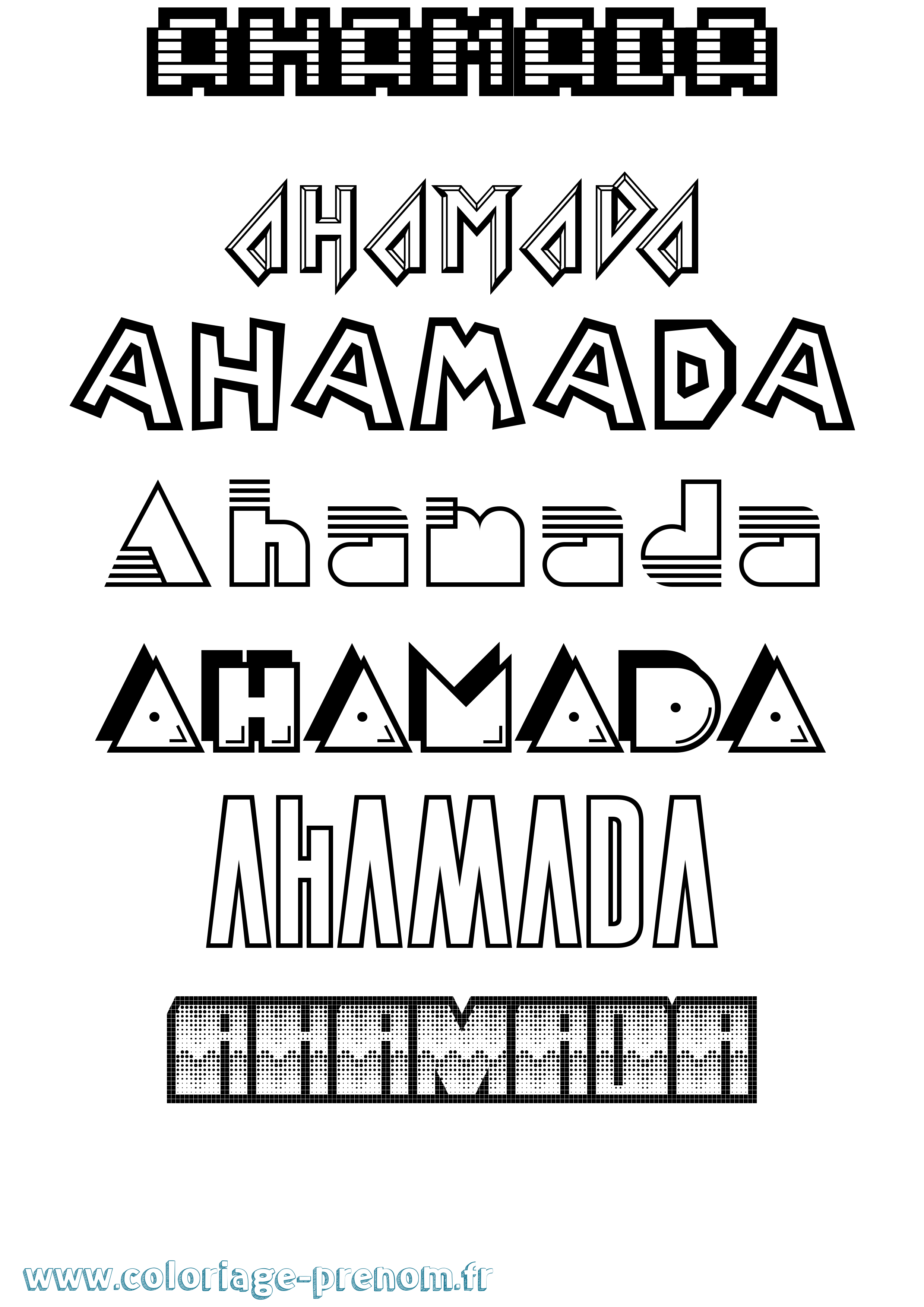 Coloriage prénom Ahamada Jeux Vidéos