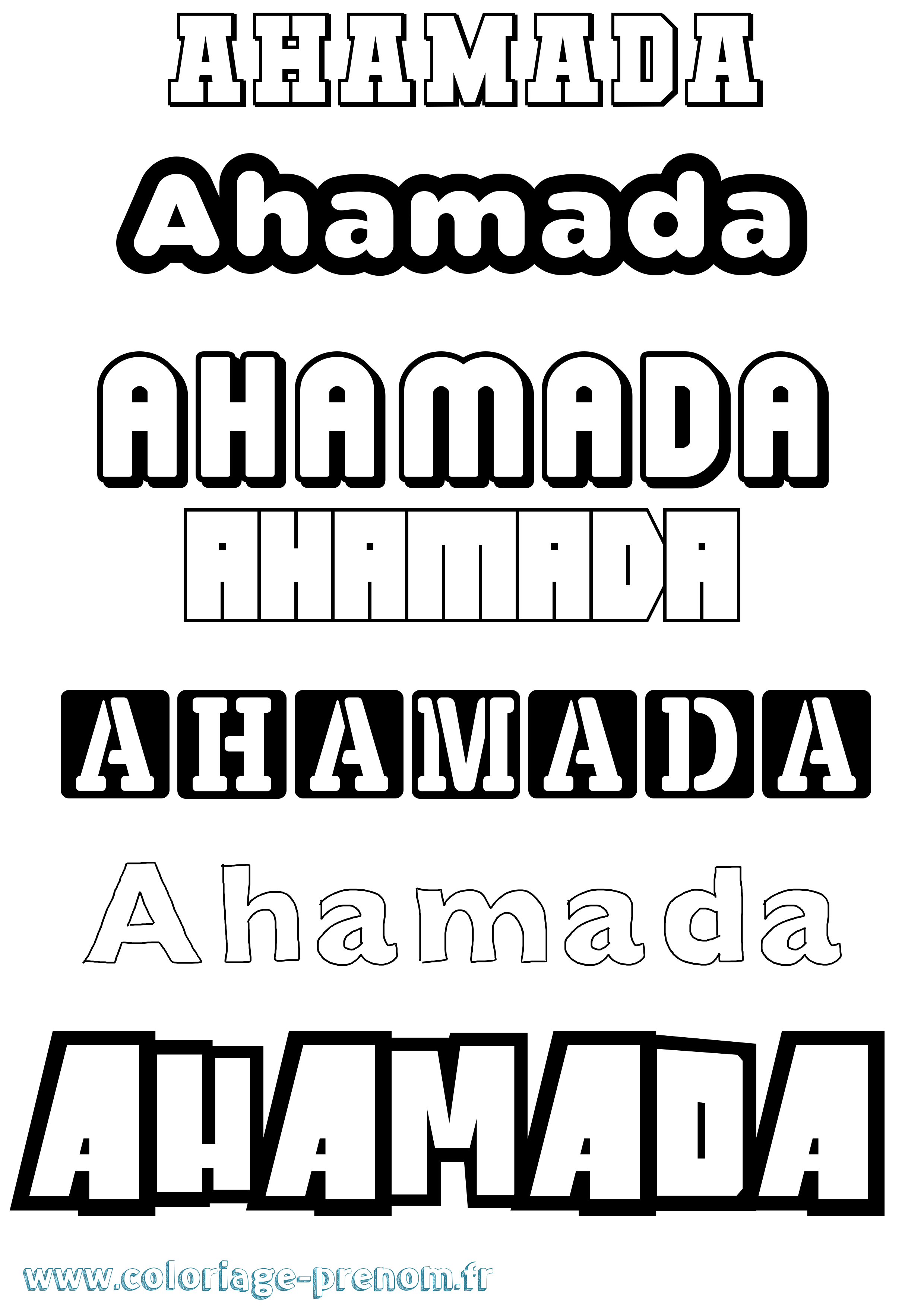 Coloriage prénom Ahamada Simple