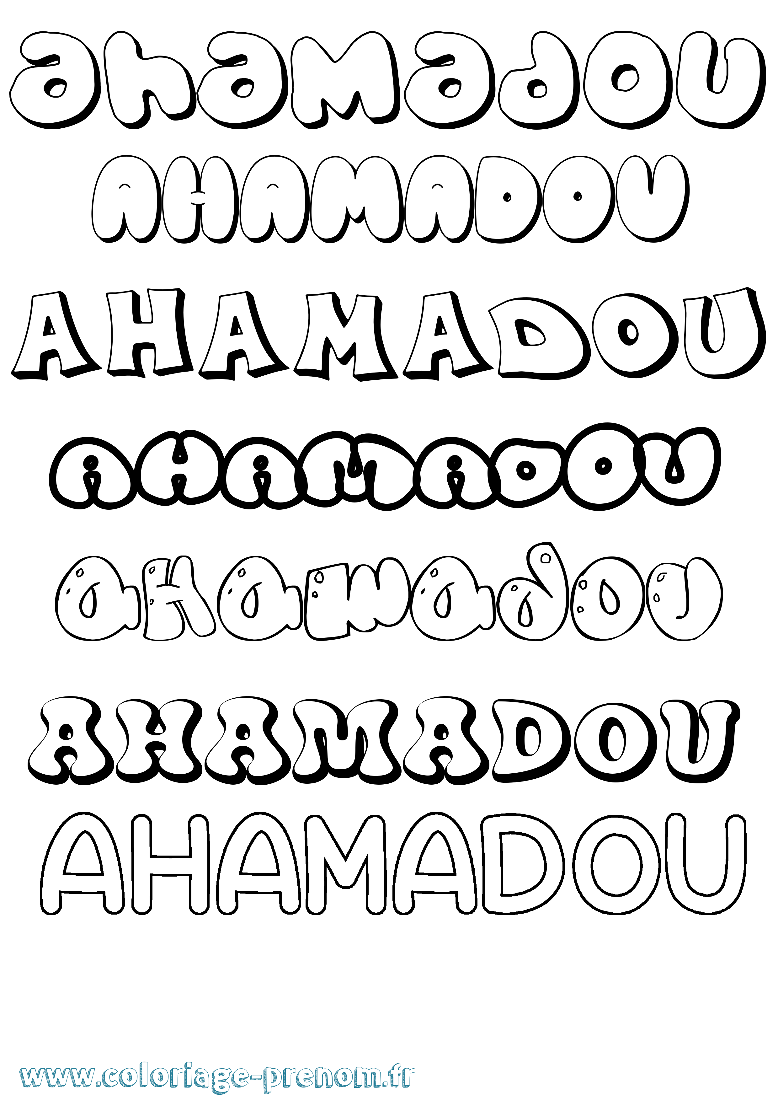Coloriage prénom Ahamadou Bubble