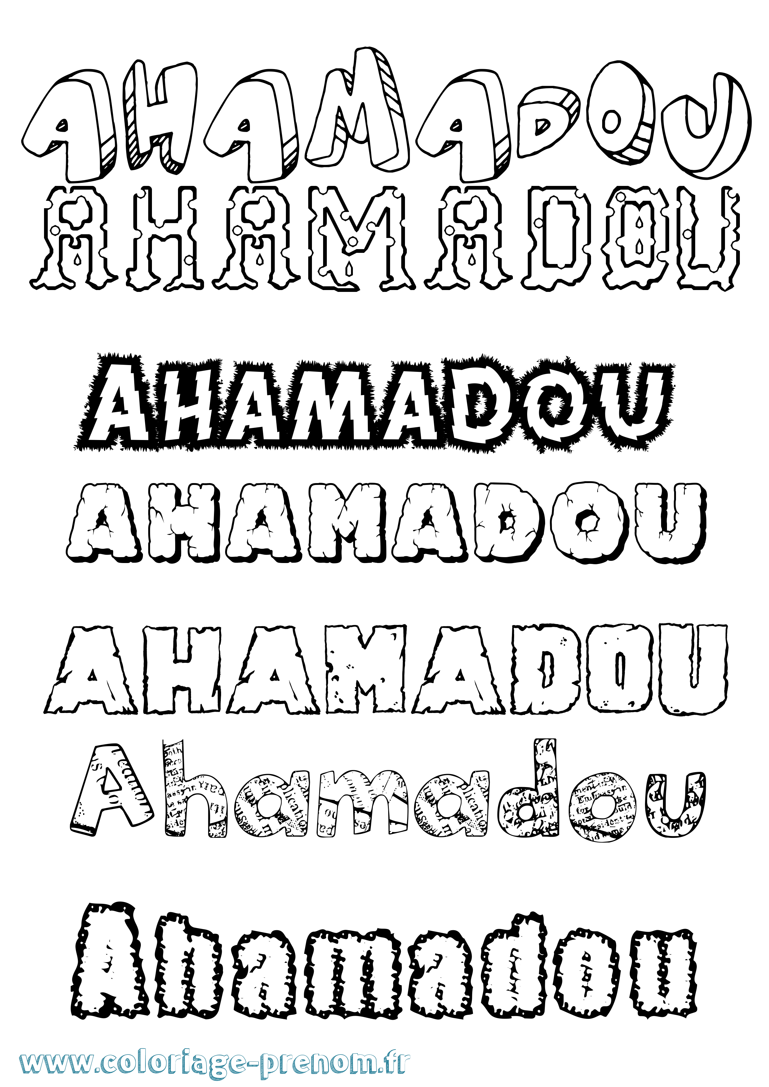 Coloriage prénom Ahamadou Destructuré