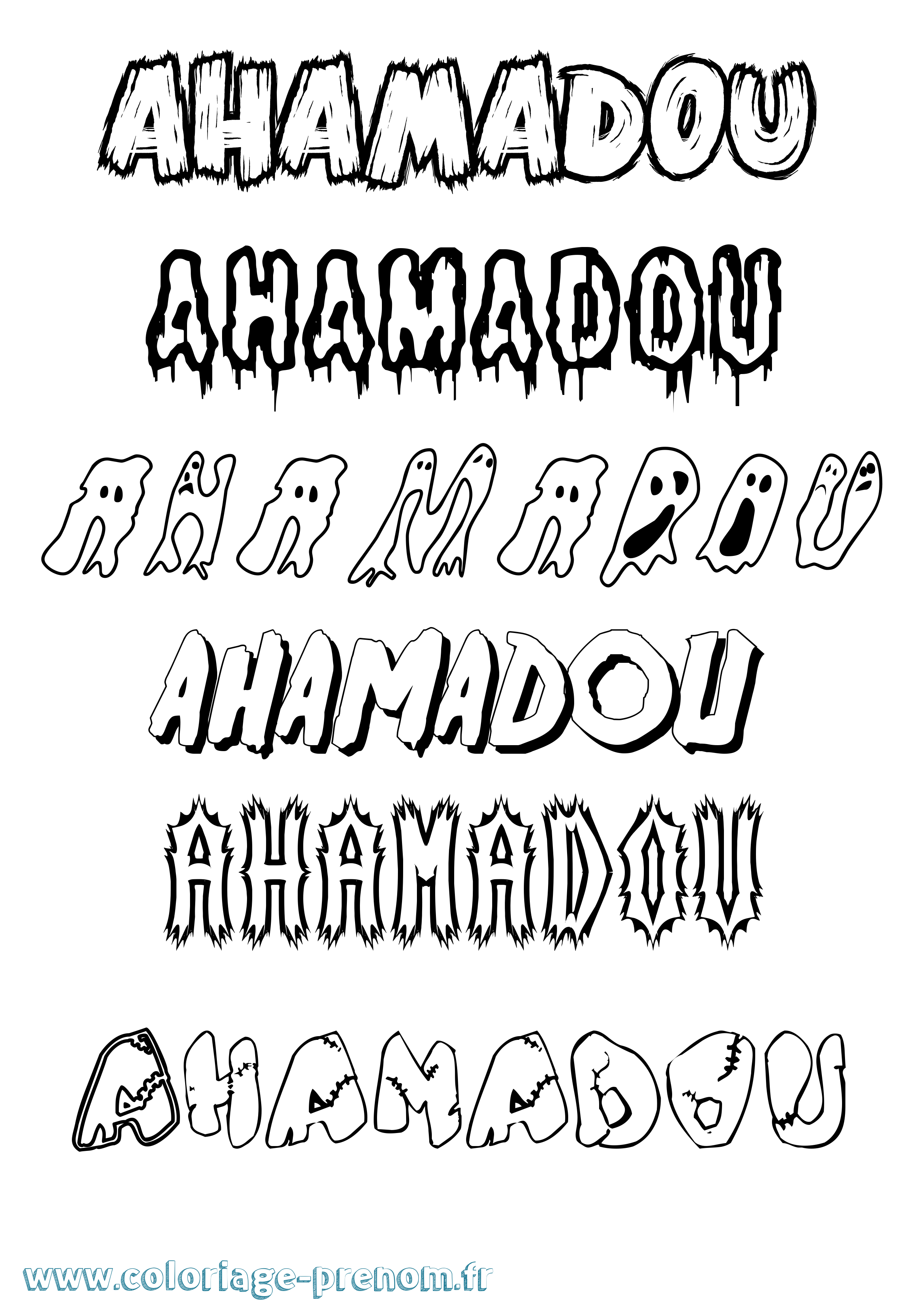 Coloriage Ahamadou Frisson Coloriage prénom Ahamadou Frisson
