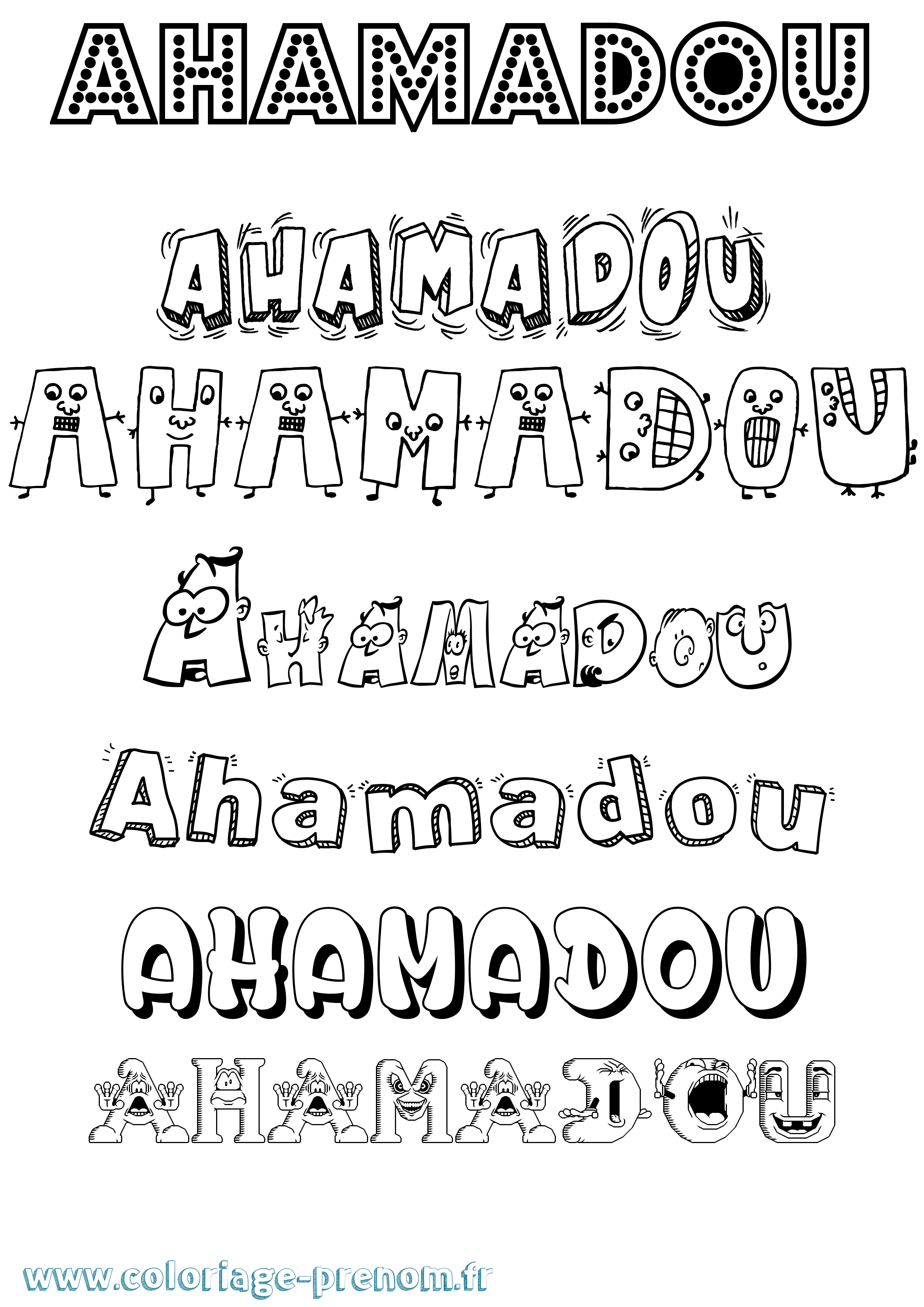 Coloriage prénom Ahamadou Fun