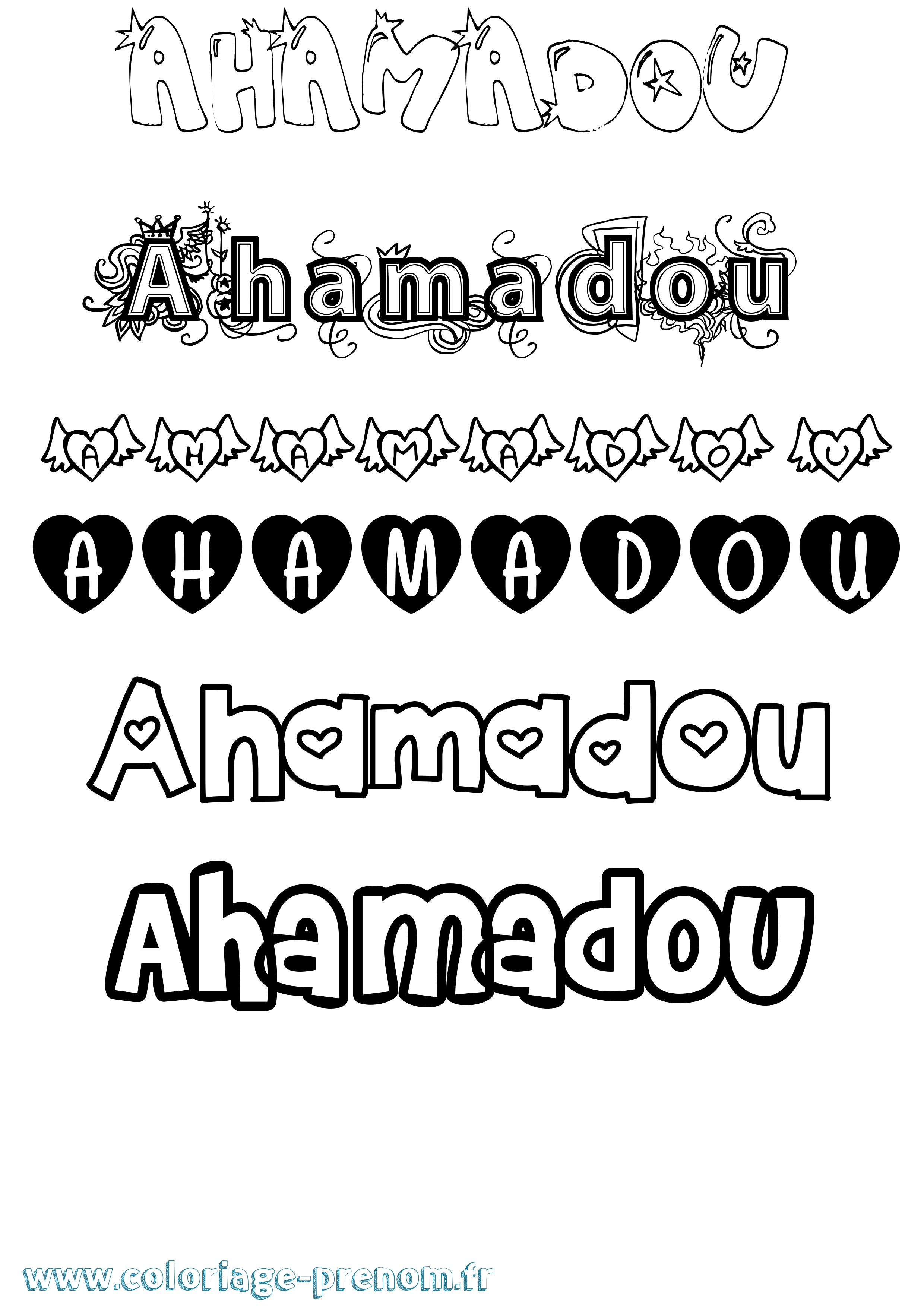 Coloriage prénom Ahamadou Girly
