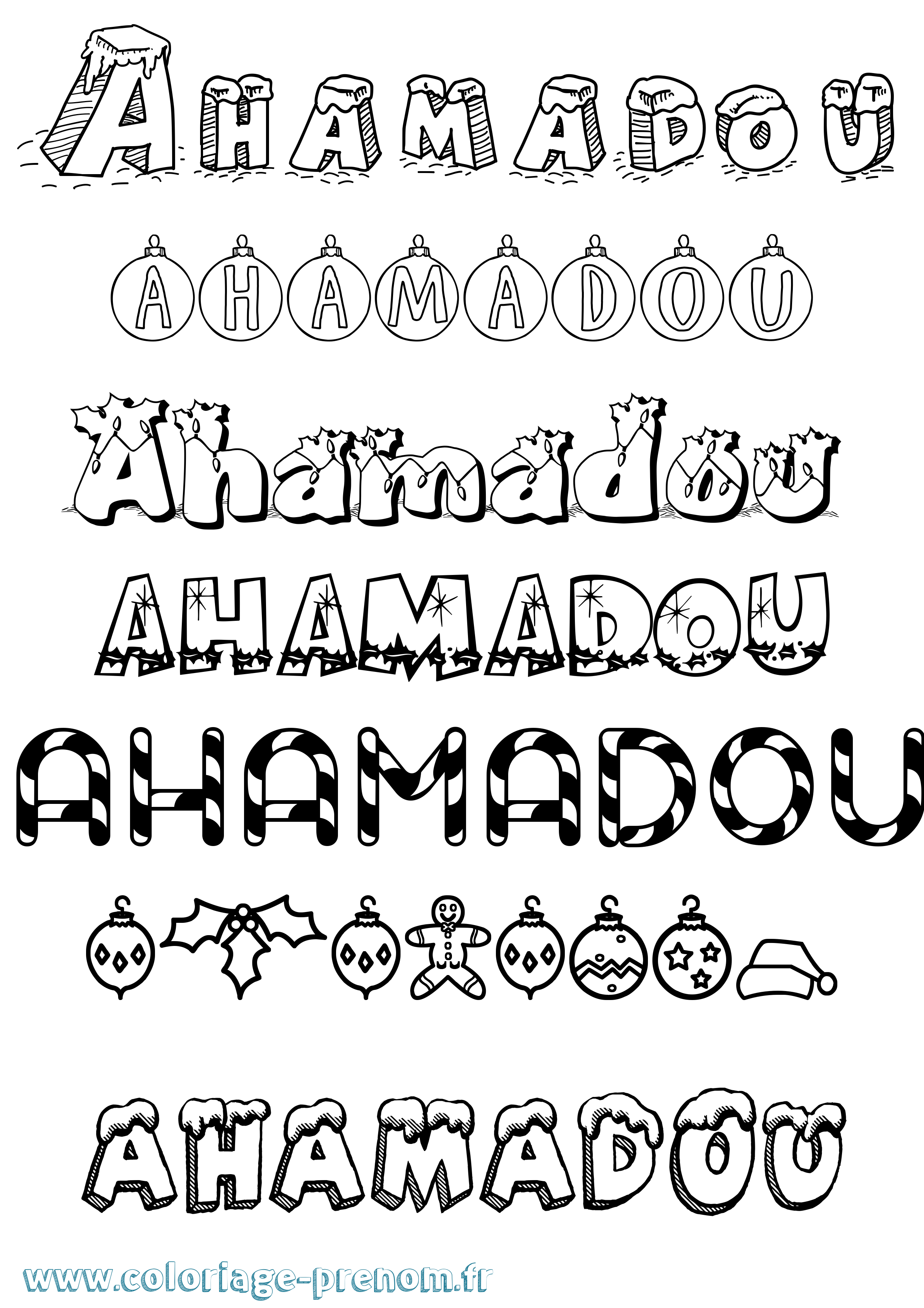Coloriage Ahamadou Noël Coloriage prénom Ahamadou Noël