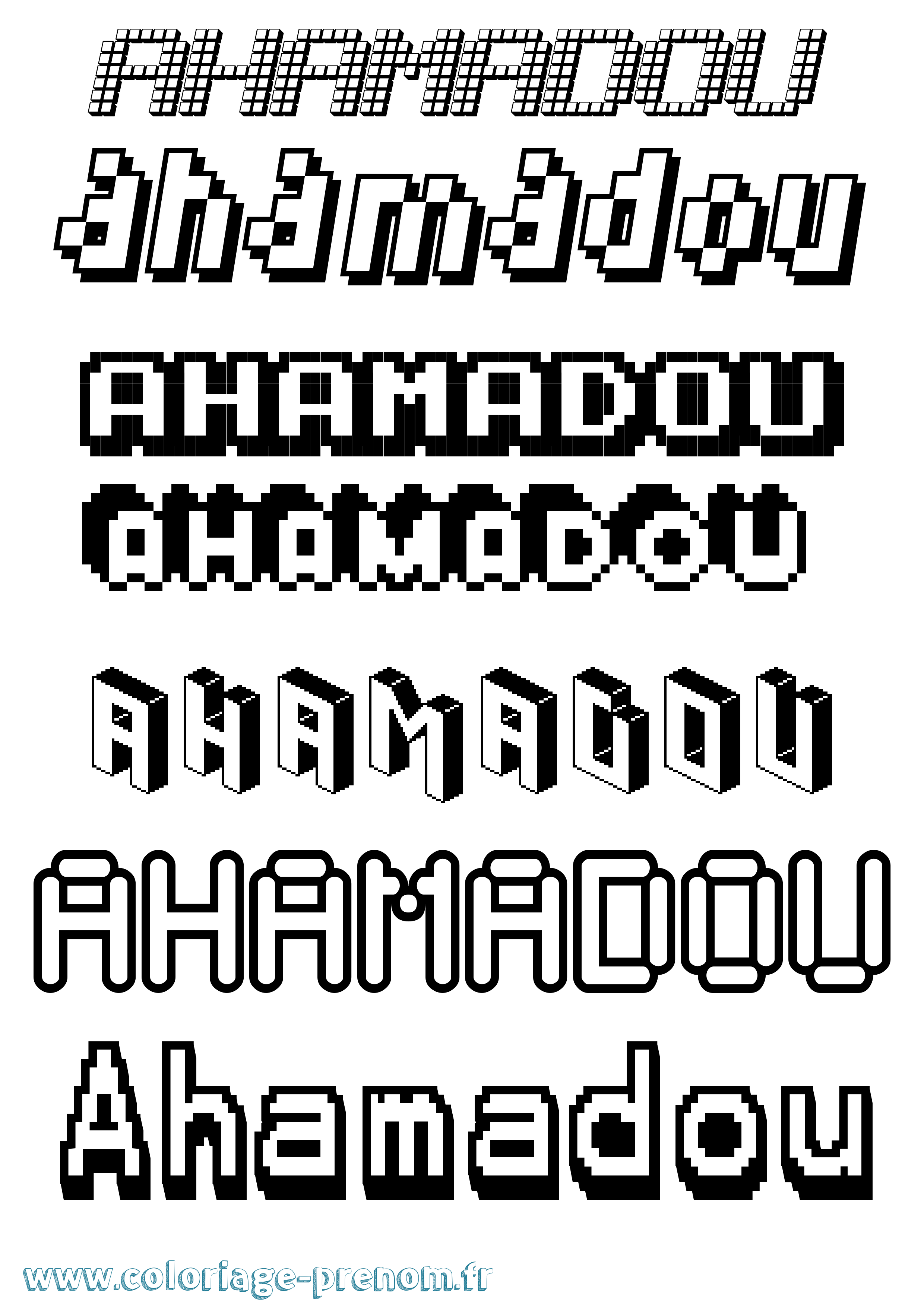 Coloriage prénom Ahamadou Pixel