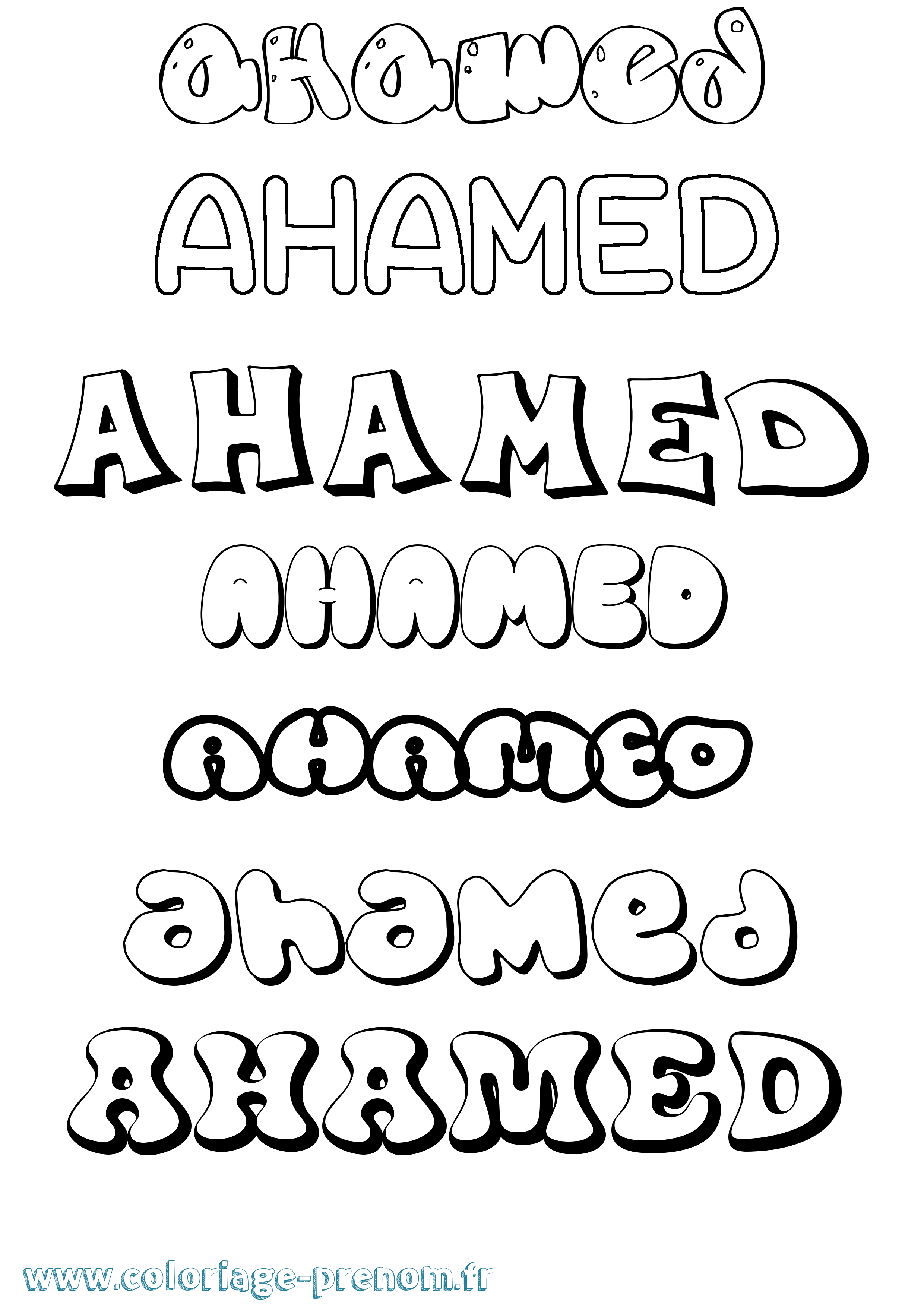 Coloriage Ahamed Bubble Coloriage prénom Ahamed Bubble