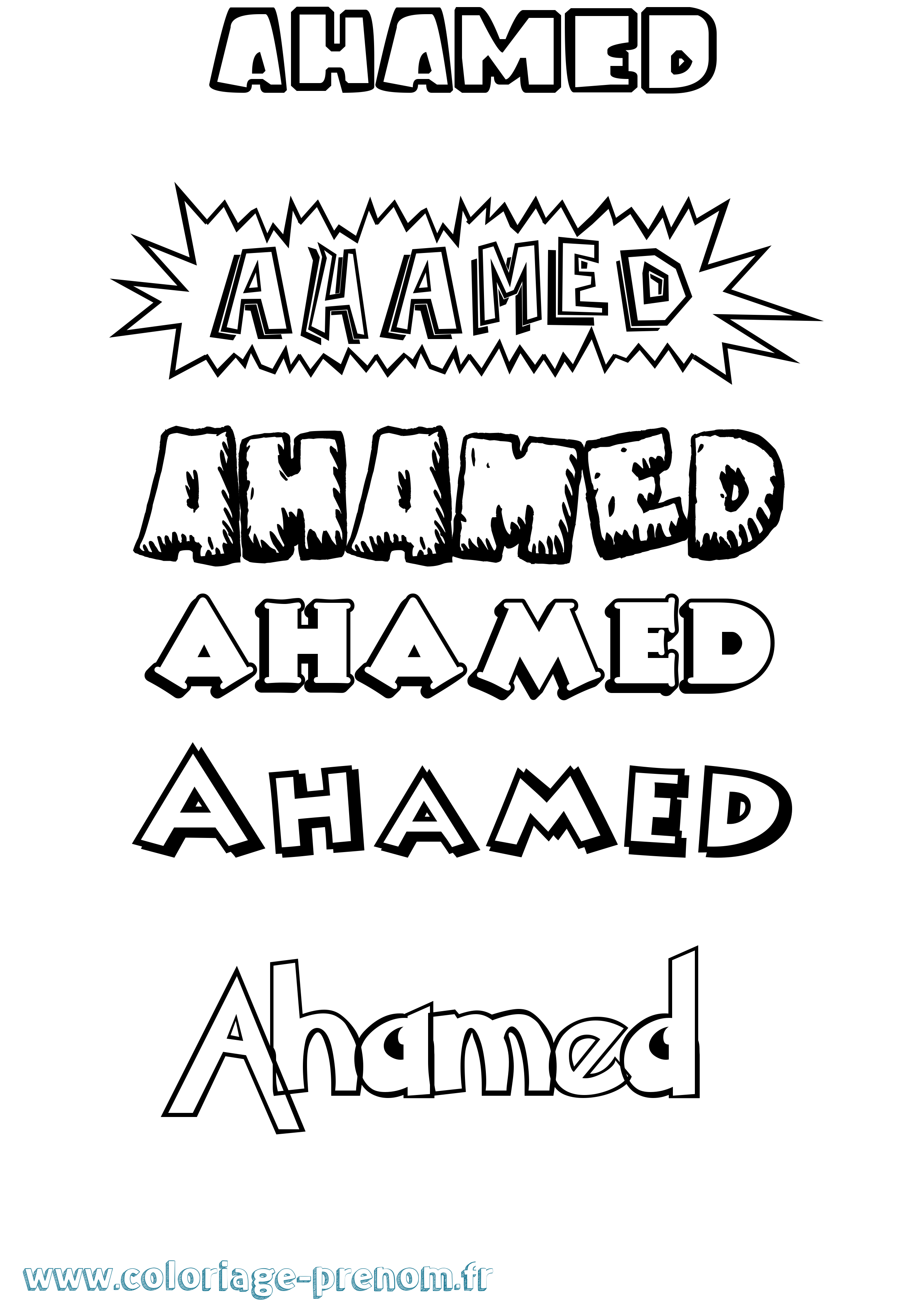 Coloriage Ahamed Dessin Animé Coloriage prénom Ahamed Dessin Animé